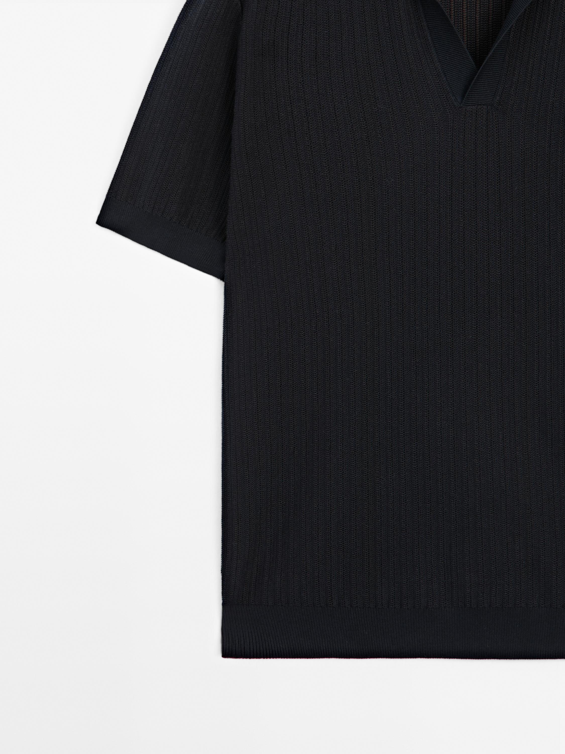 Short sleeve jacquard knit polo shirt