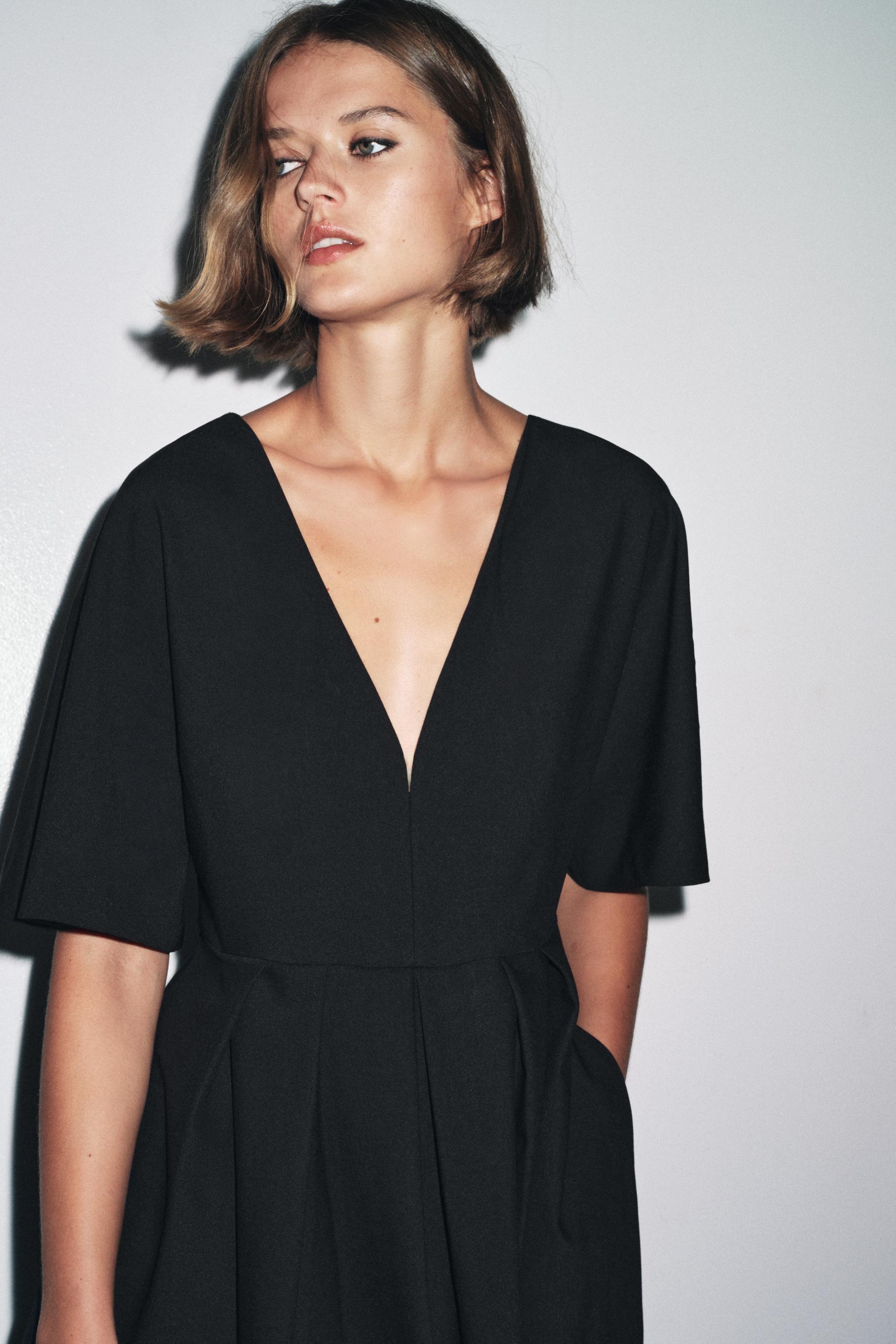 V-NECK MIDI DRESS ZW COLLECTION