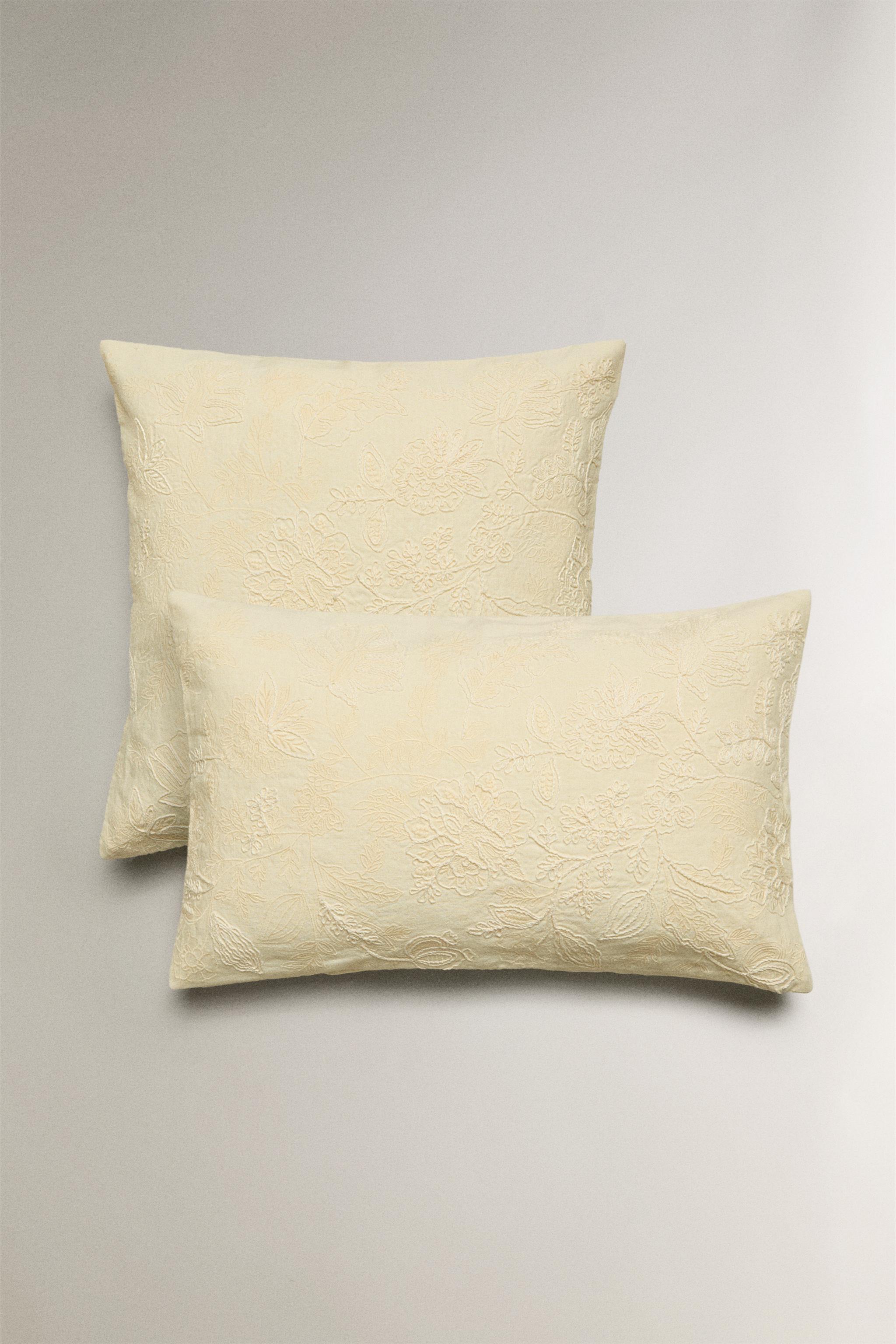 EMBROIDERED THROW PILLOW COVER