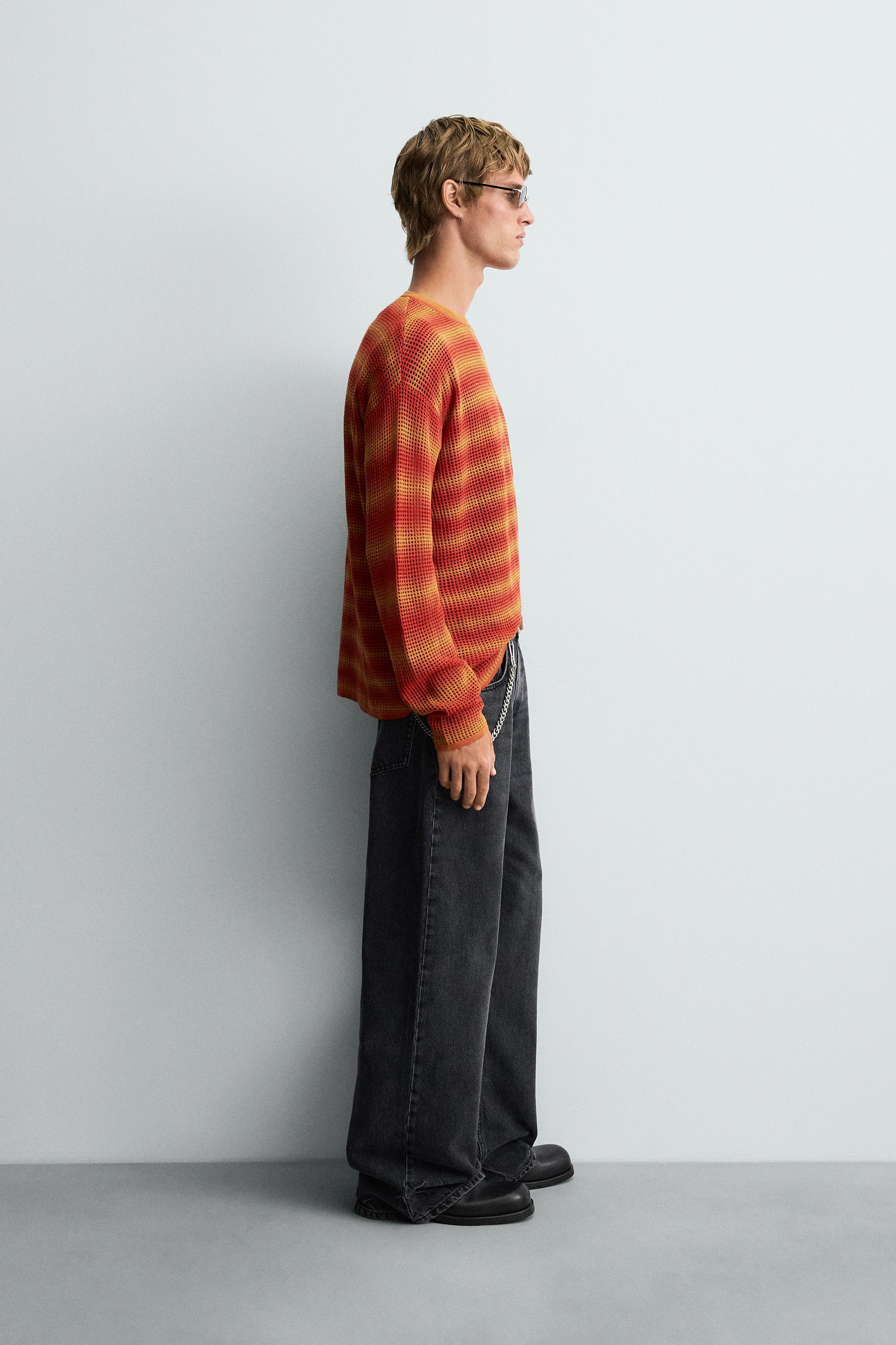 OPENWORK STRIPED SWEATER