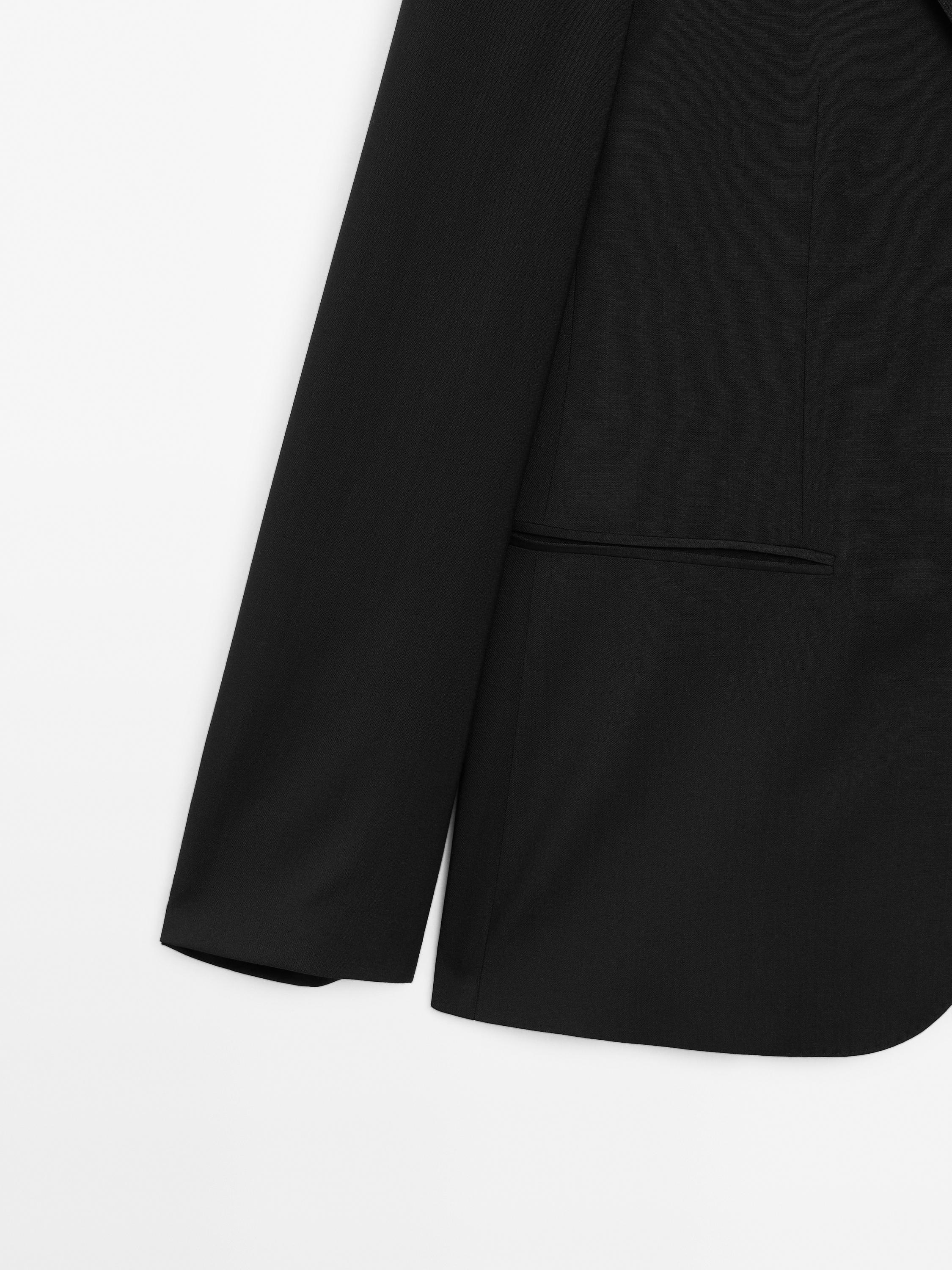 Plain 100% wool suit blazer