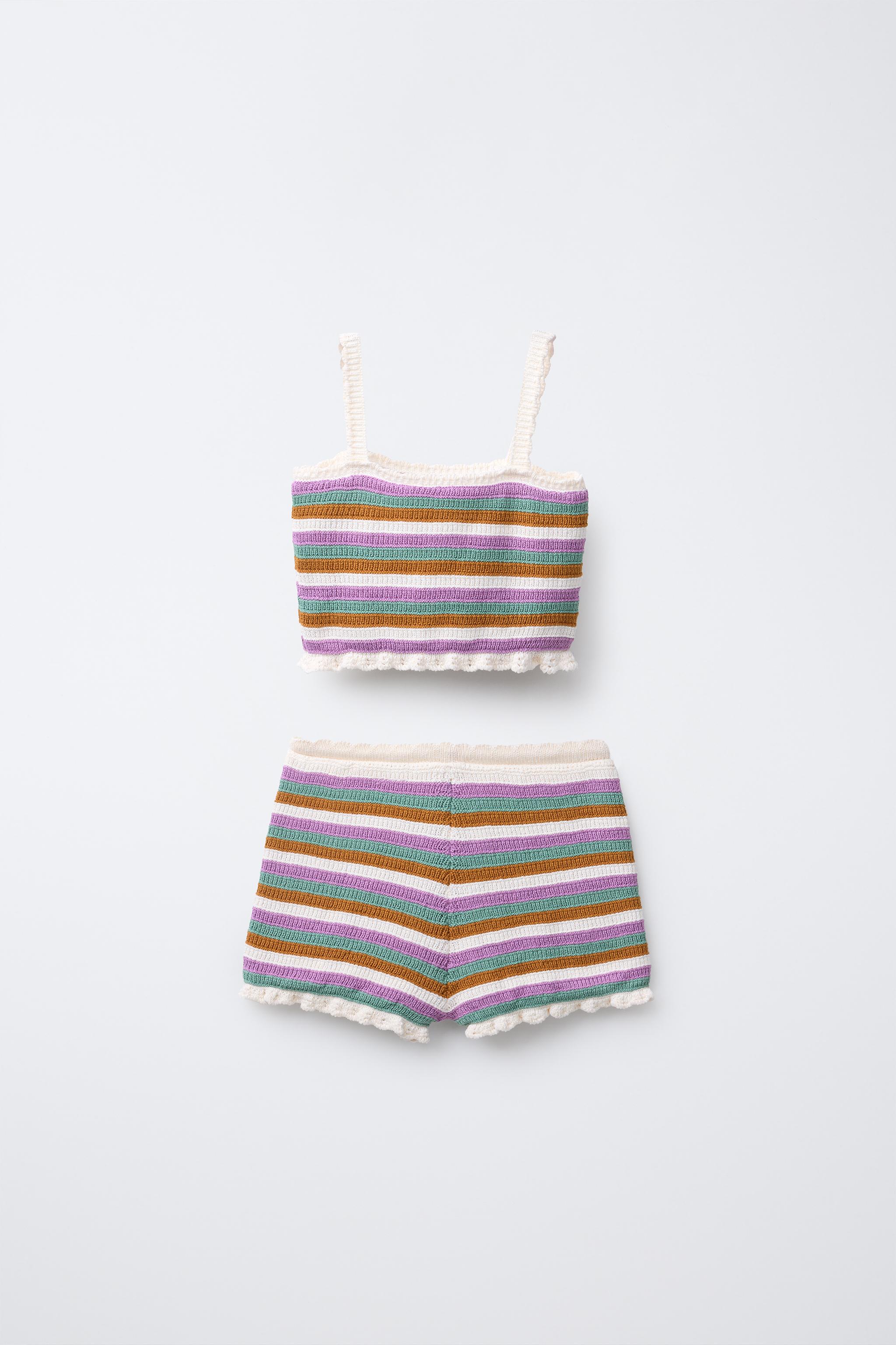 3-6 YEARS/ STRIPED CROCHET KNIT SET