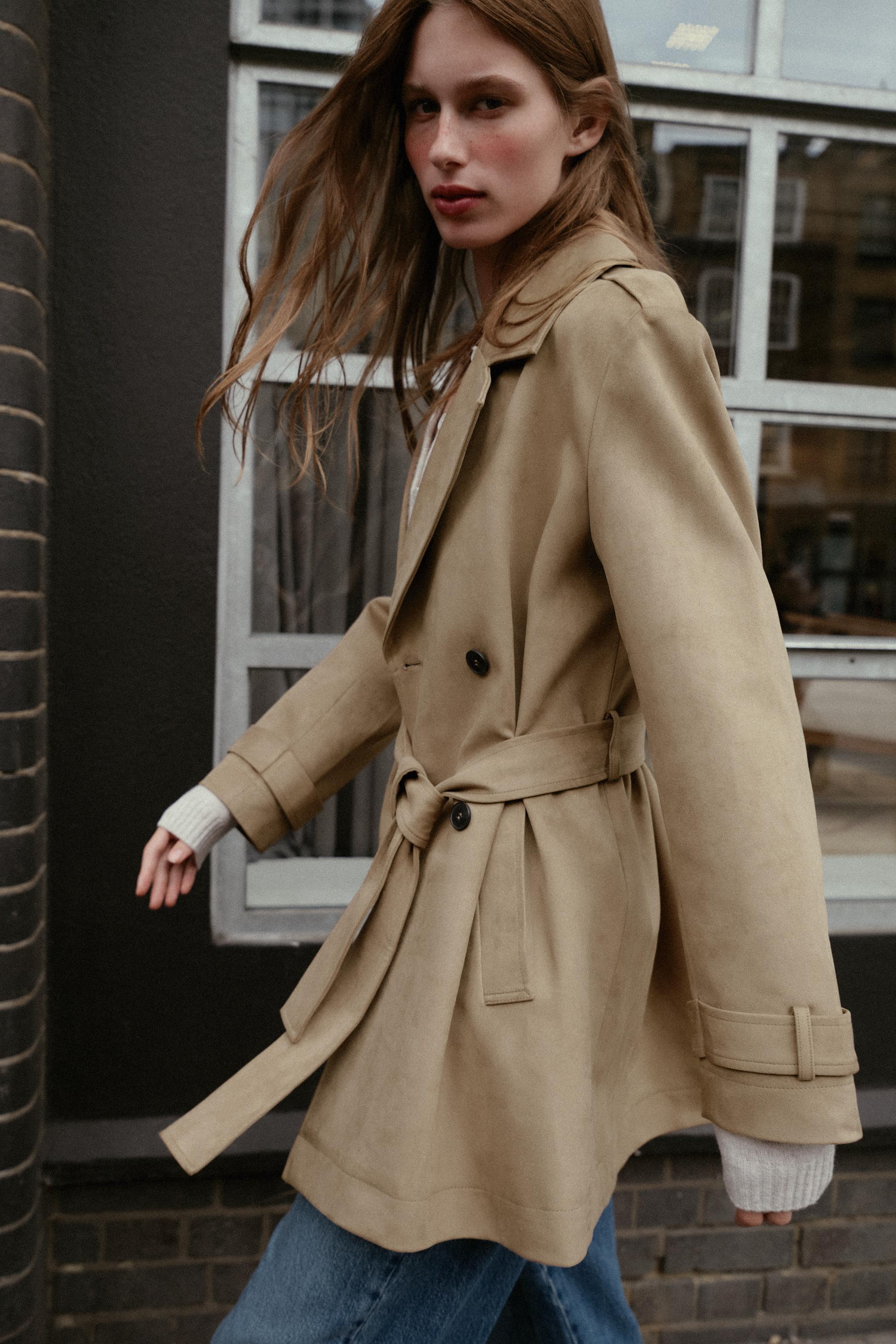 FAUX SUEDE TRENCH COAT