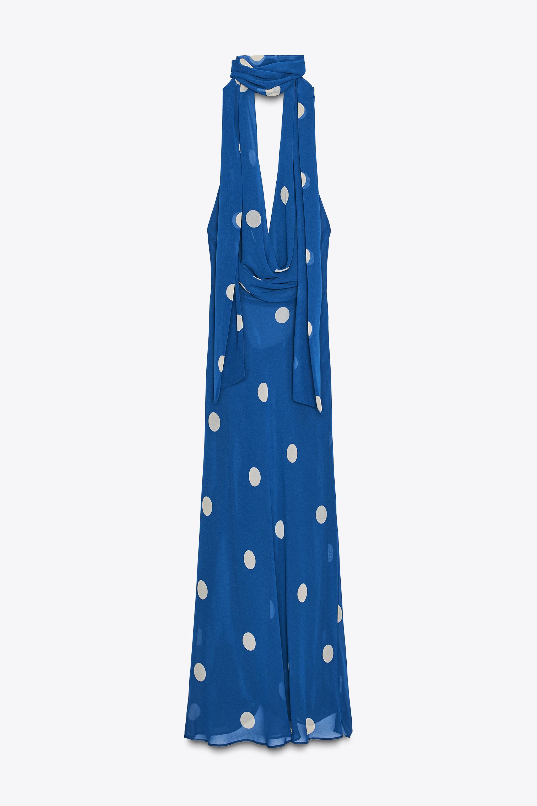 PRINTED POLKA DOT MIDI DRESS