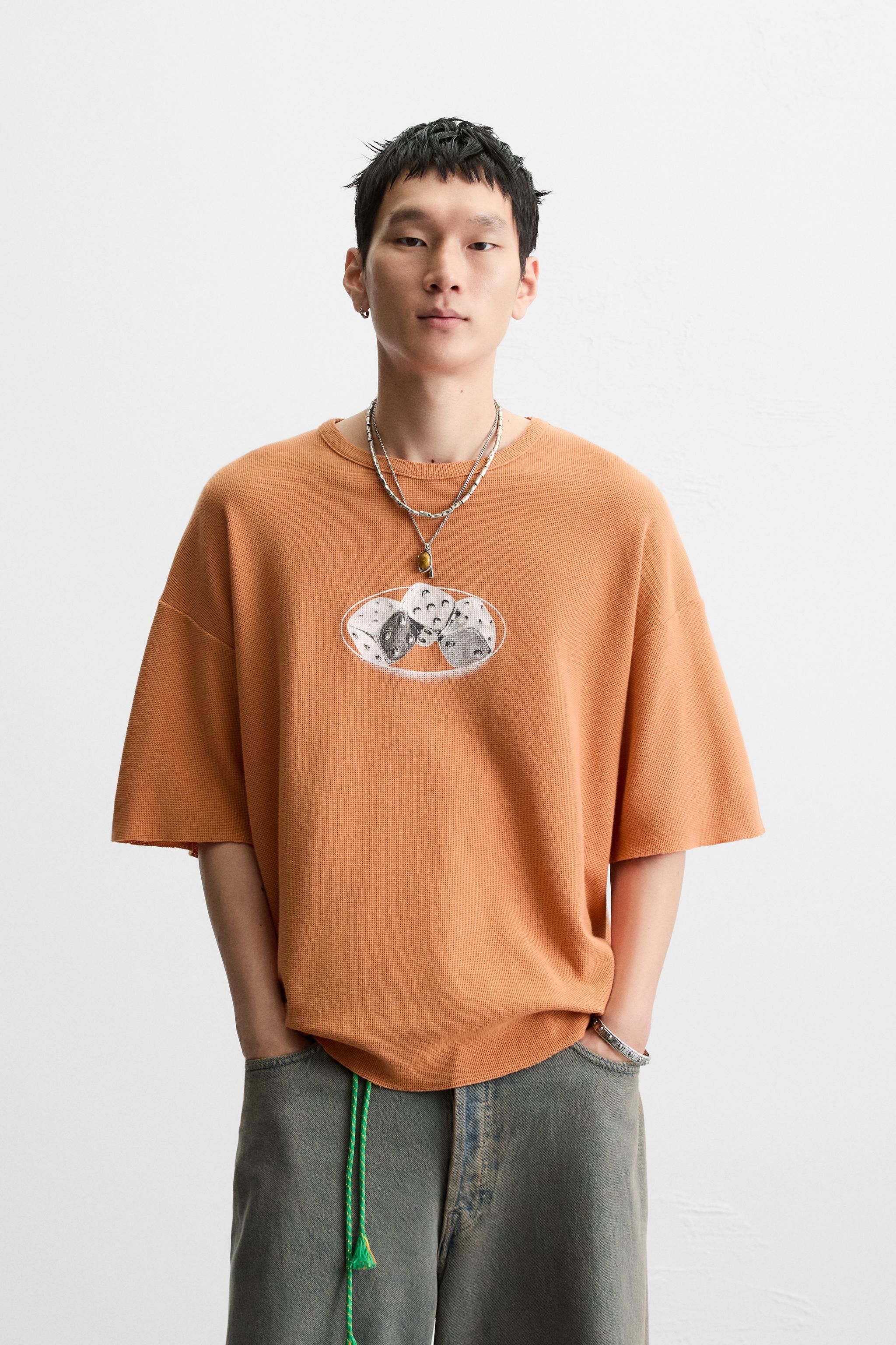 WASHED PRINT KNIT T-SHIRT