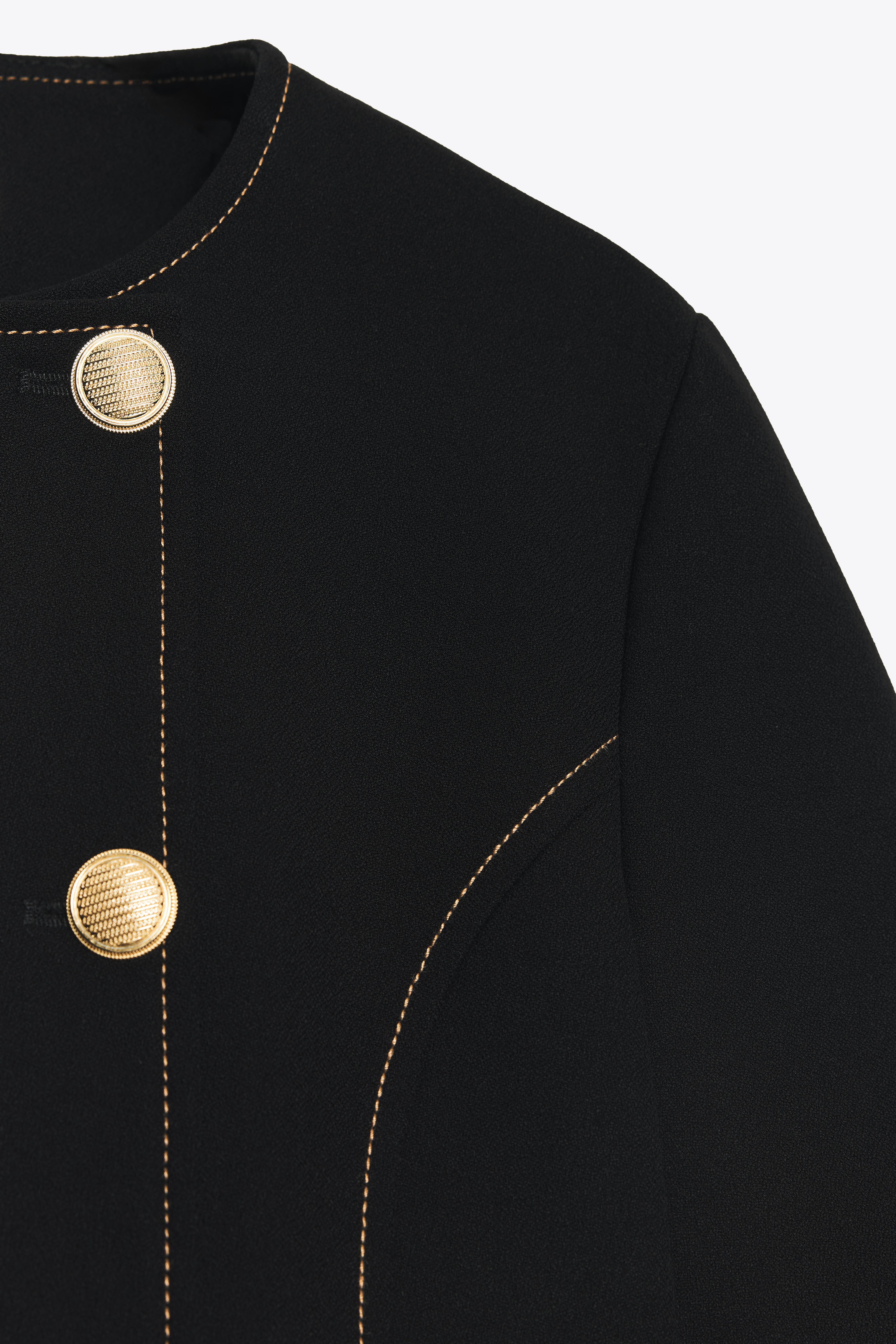 CONTRAST STITCHING SHORT SLEEVE BLAZER