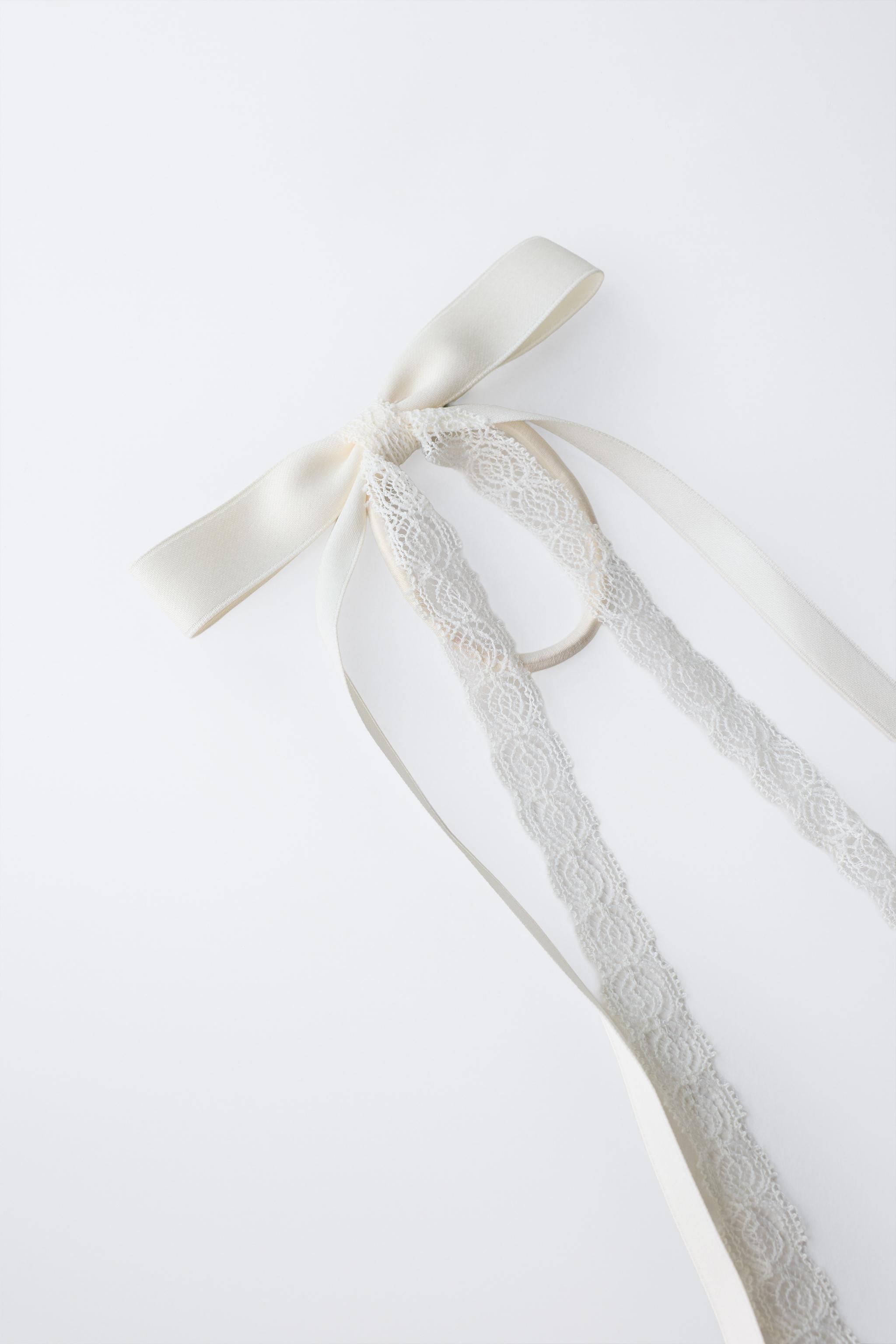 LACE AND PLAIN BOW BOBBY PIN HAIR TIE