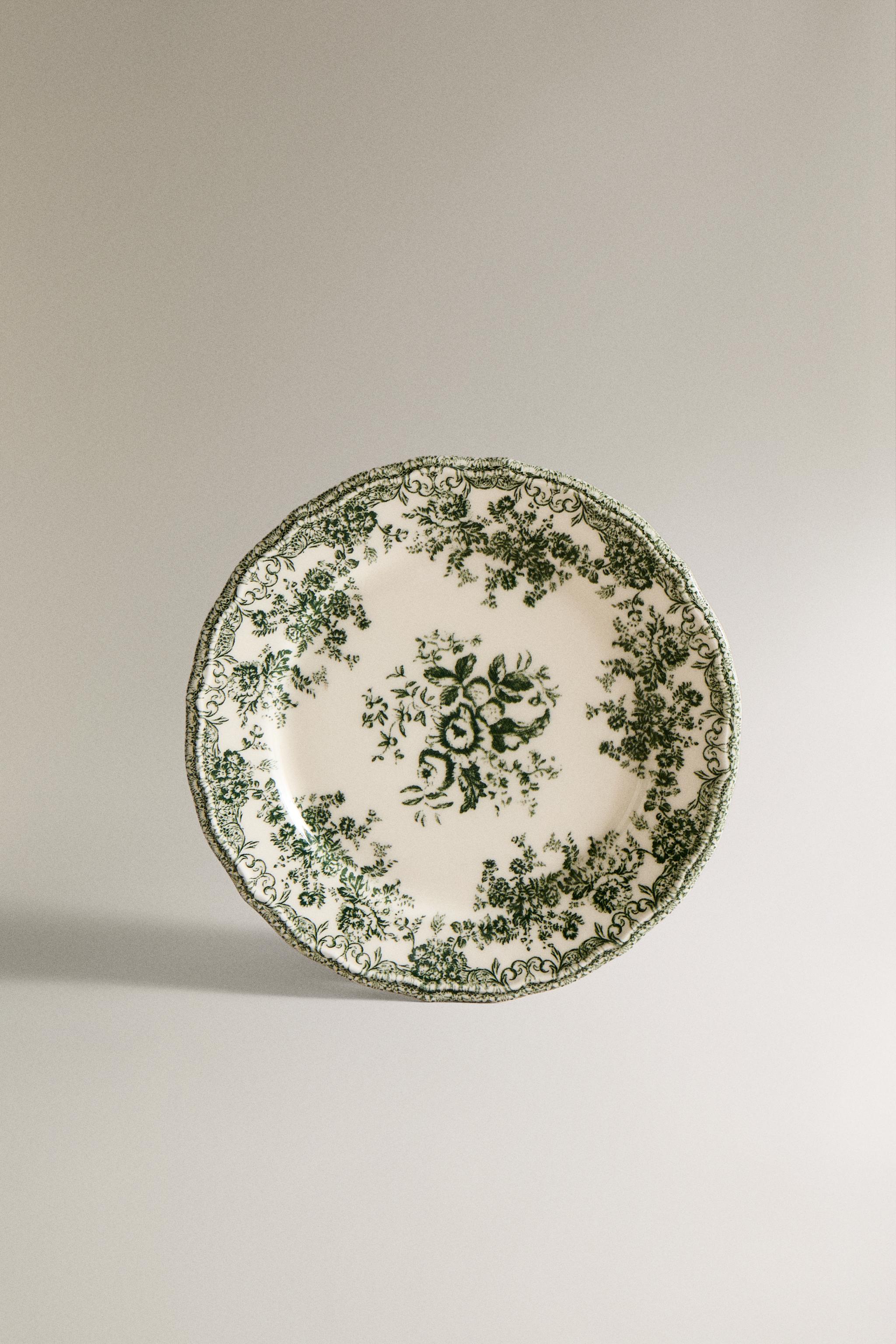 FLORAL EARTHENWARE DESSERT PLATE