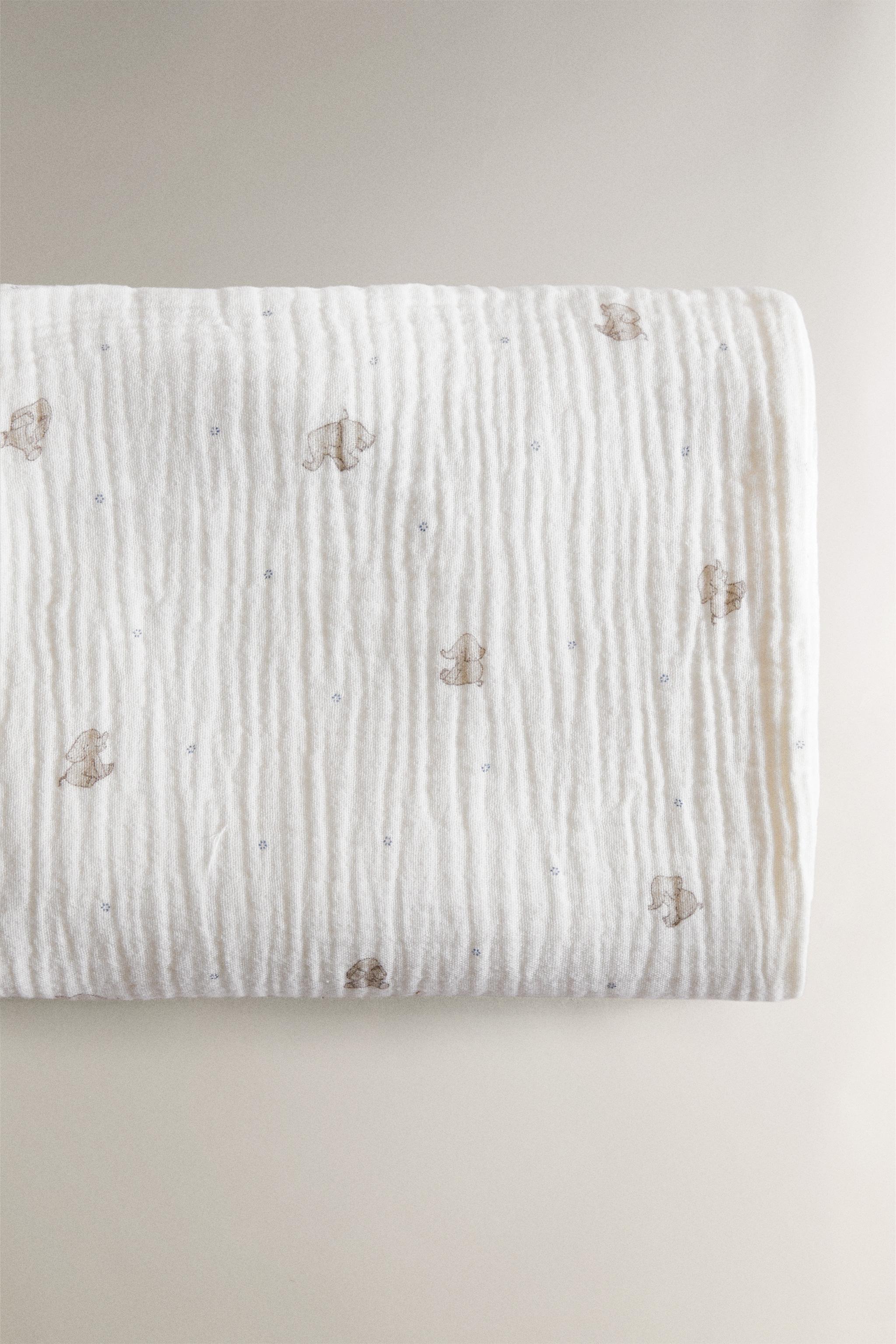 MINI CRIB MUSLIN ELEPHANT SHEET SET