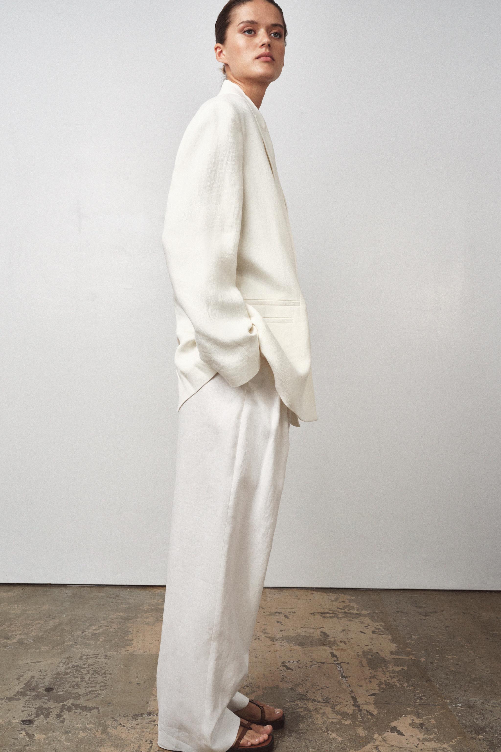 ZW COLLECTION LINEN BLEND DOUBLE BREASTED BLAZER