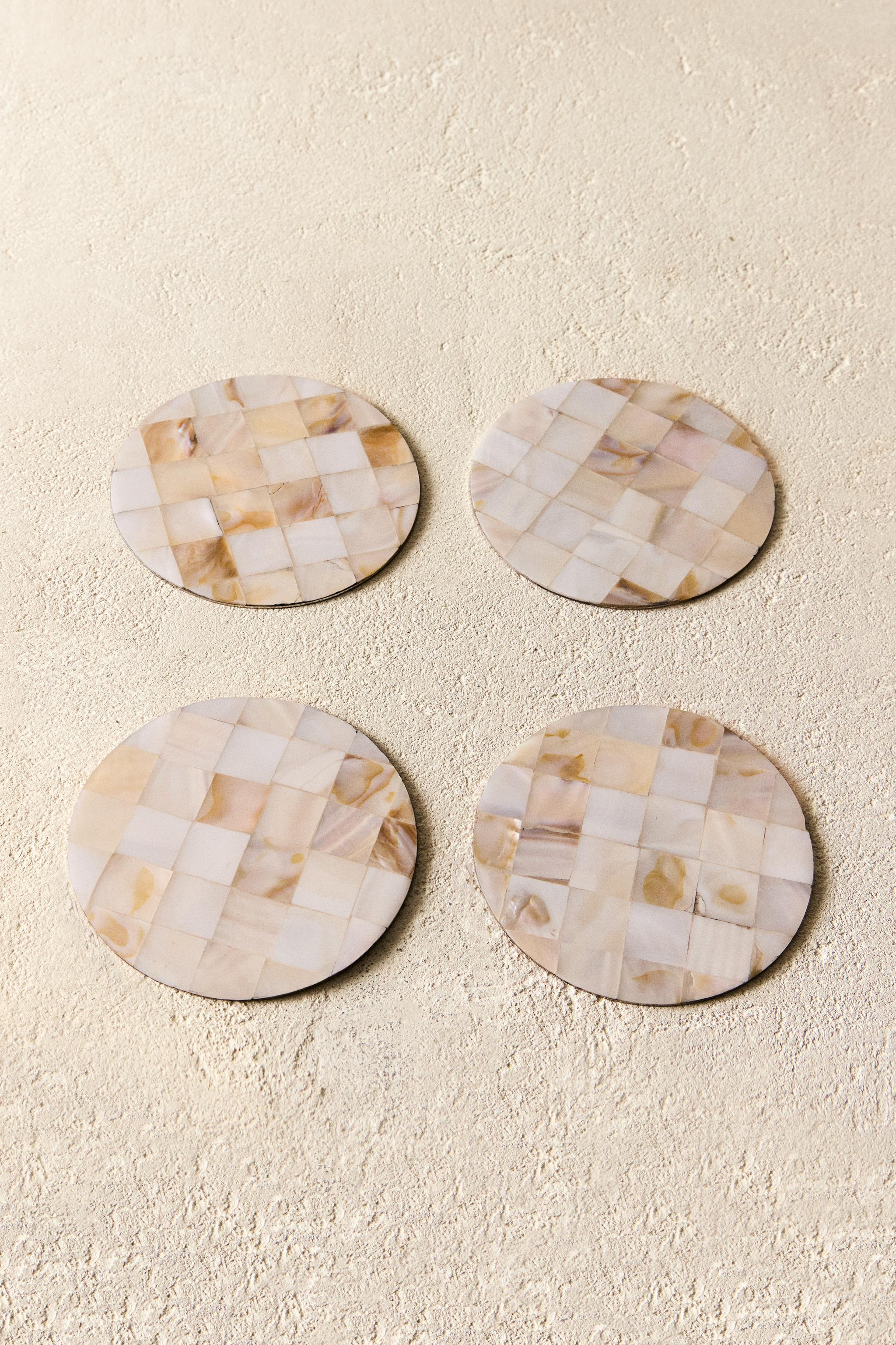 SET OF MOTHER-OF-PEARL COASTERS (SET OF 4)
