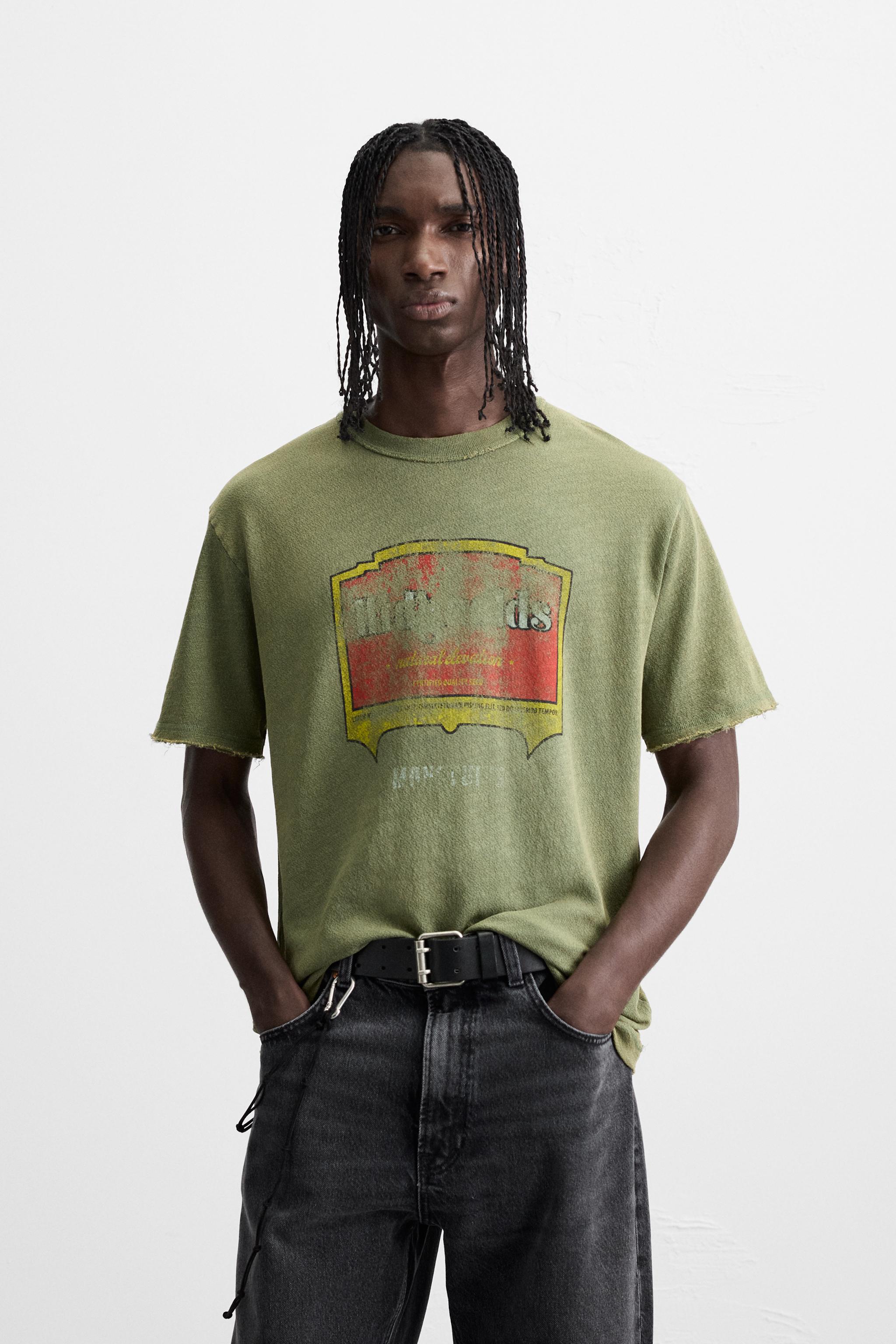 WASHED PRINT KNIT T-SHIRT