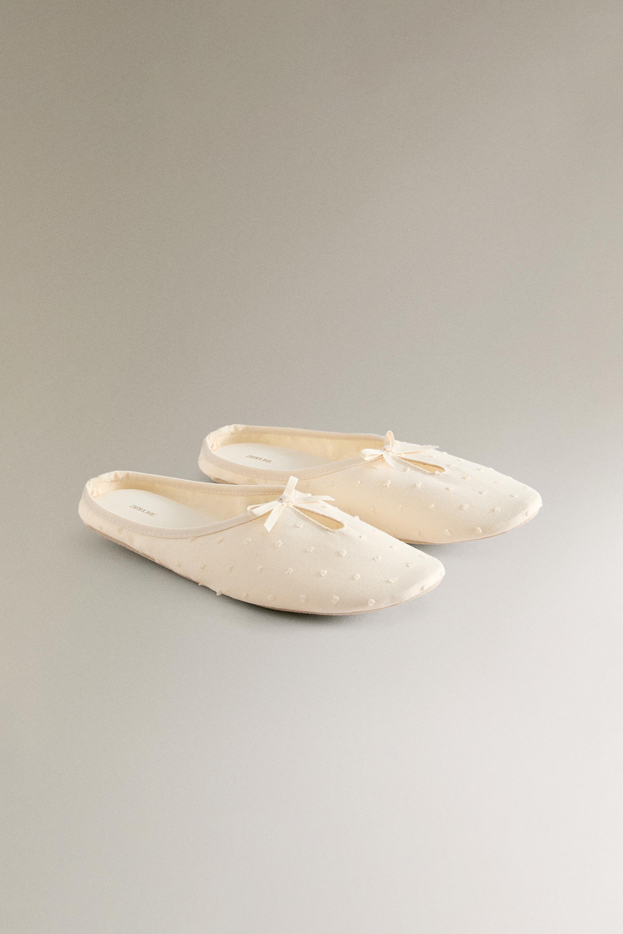 LEATHER SOLE SLIPPERS WITH BOW