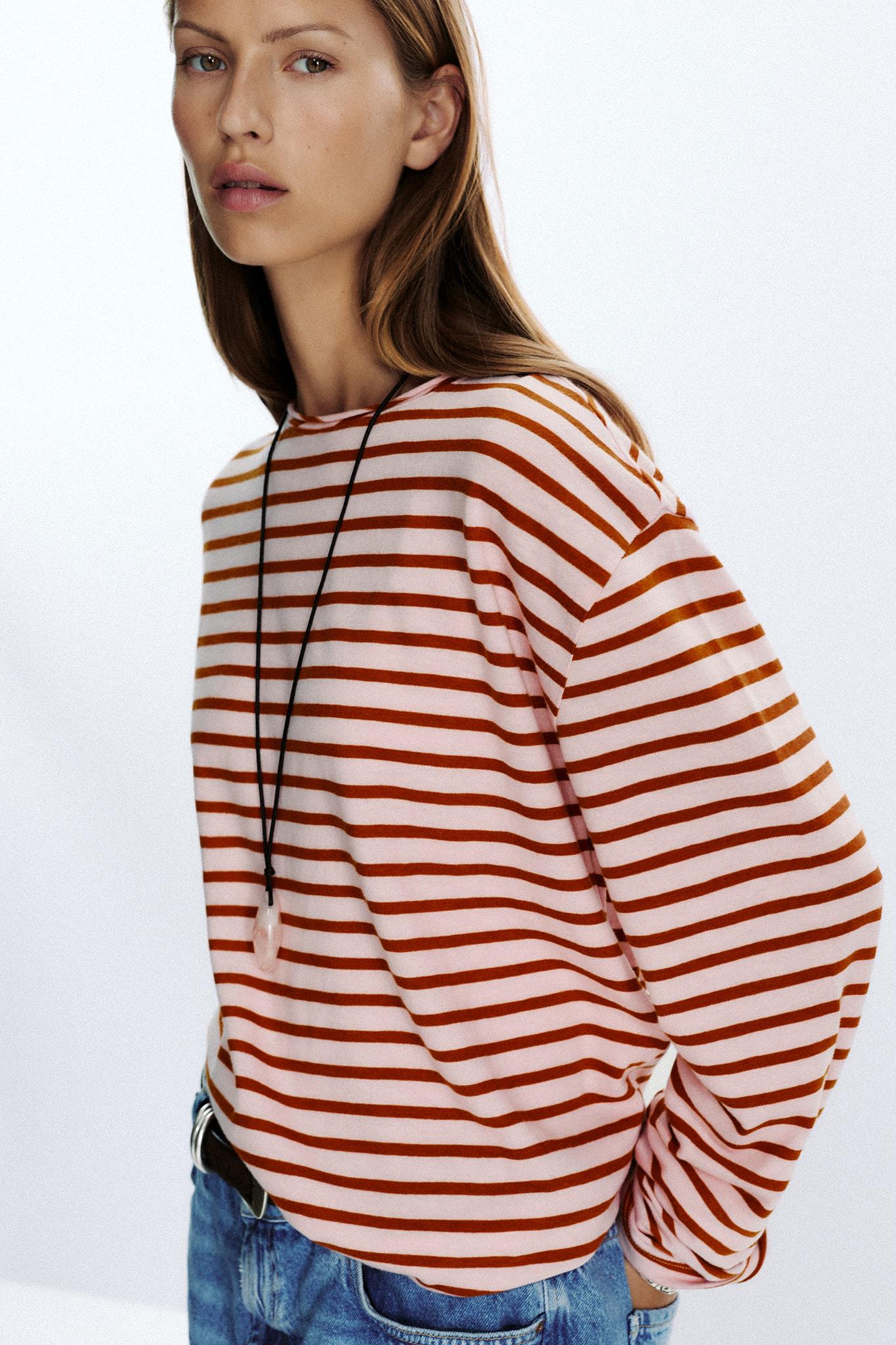 SLUB STRIPED COTTON T-SHIRT