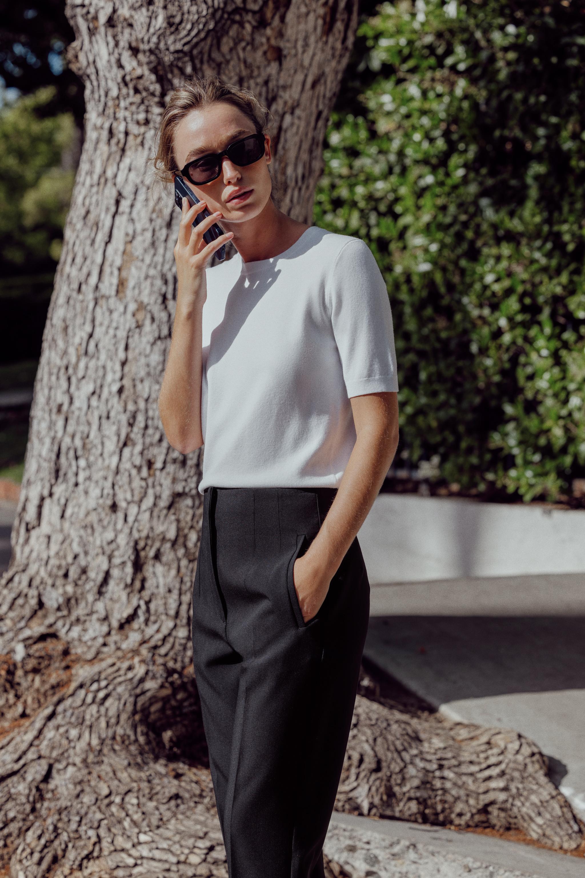 SHORT SLEEVE BASIC KNIT TOP