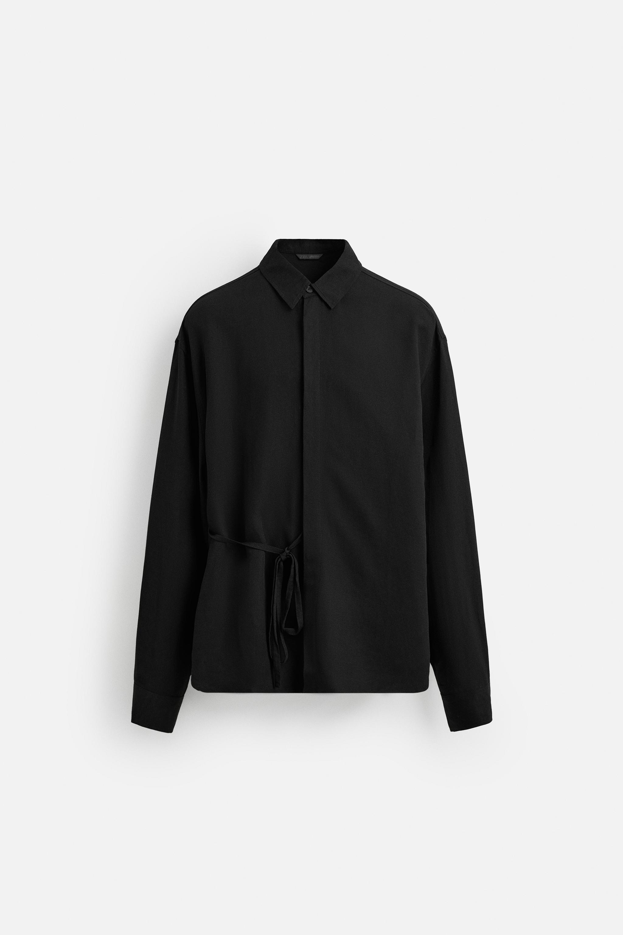 VISCOSE - LINEN TIE SHIRT