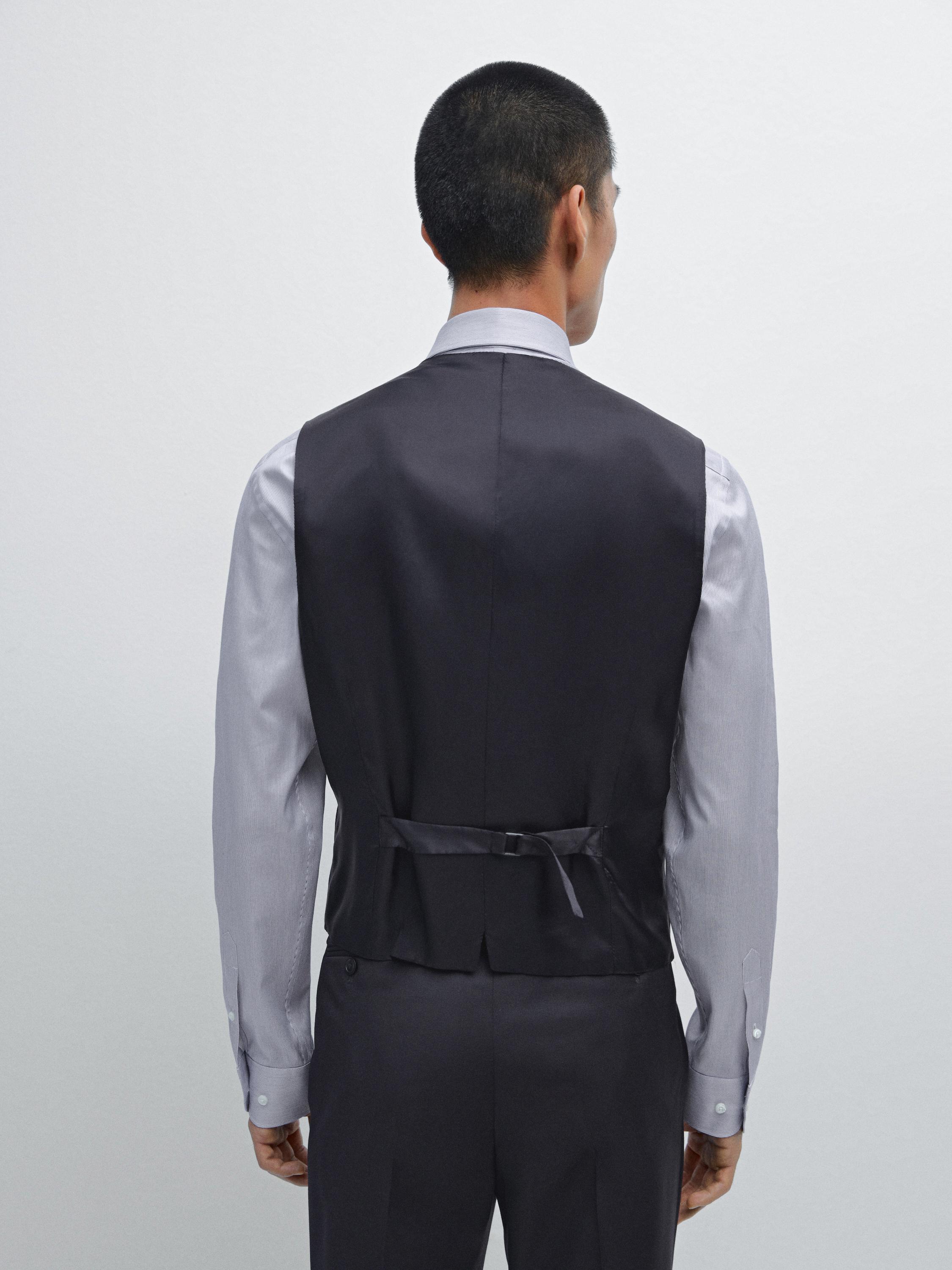 Plain 100% wool suit waistcoat