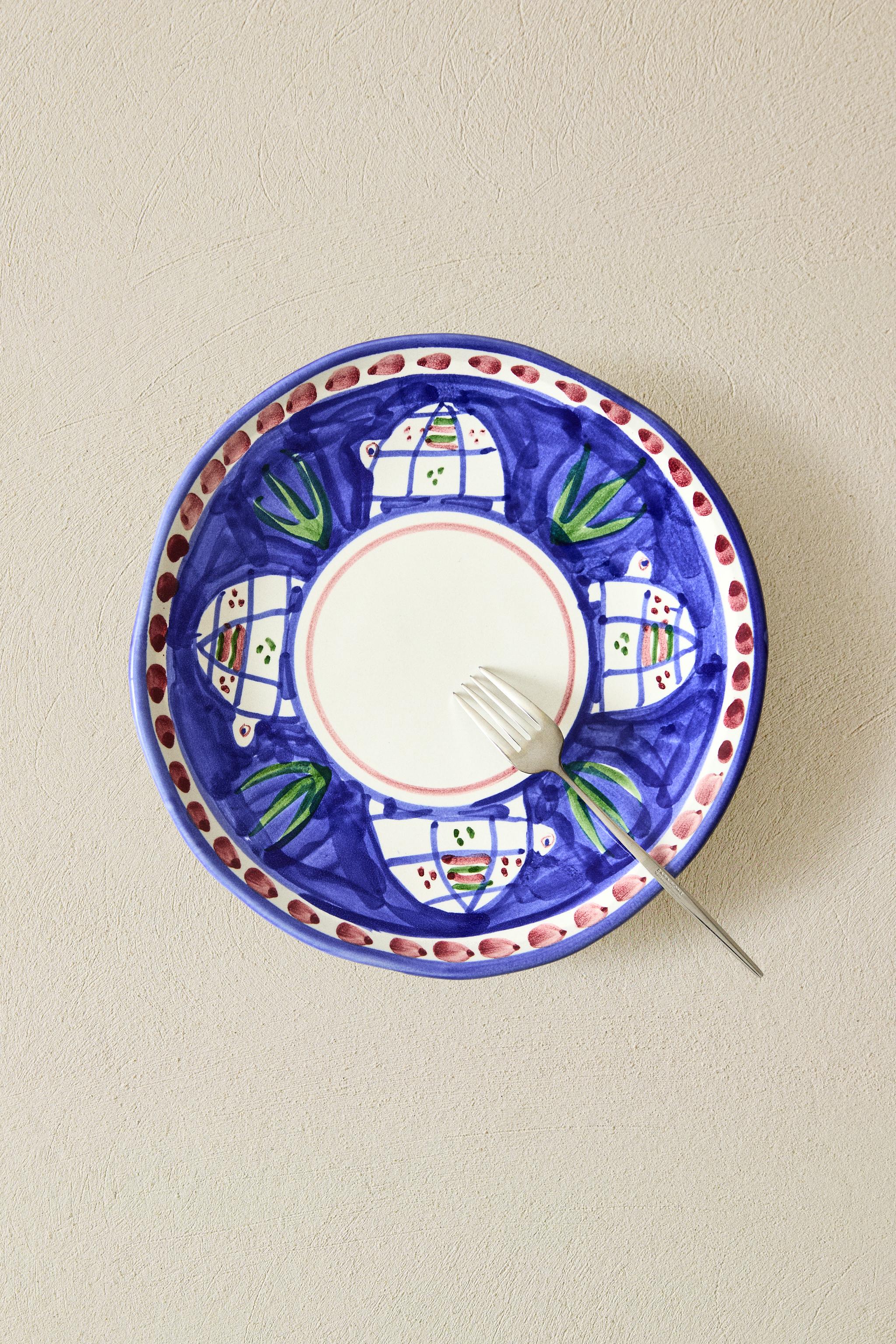 PAINTED CERAMIC DESSERT PLATE