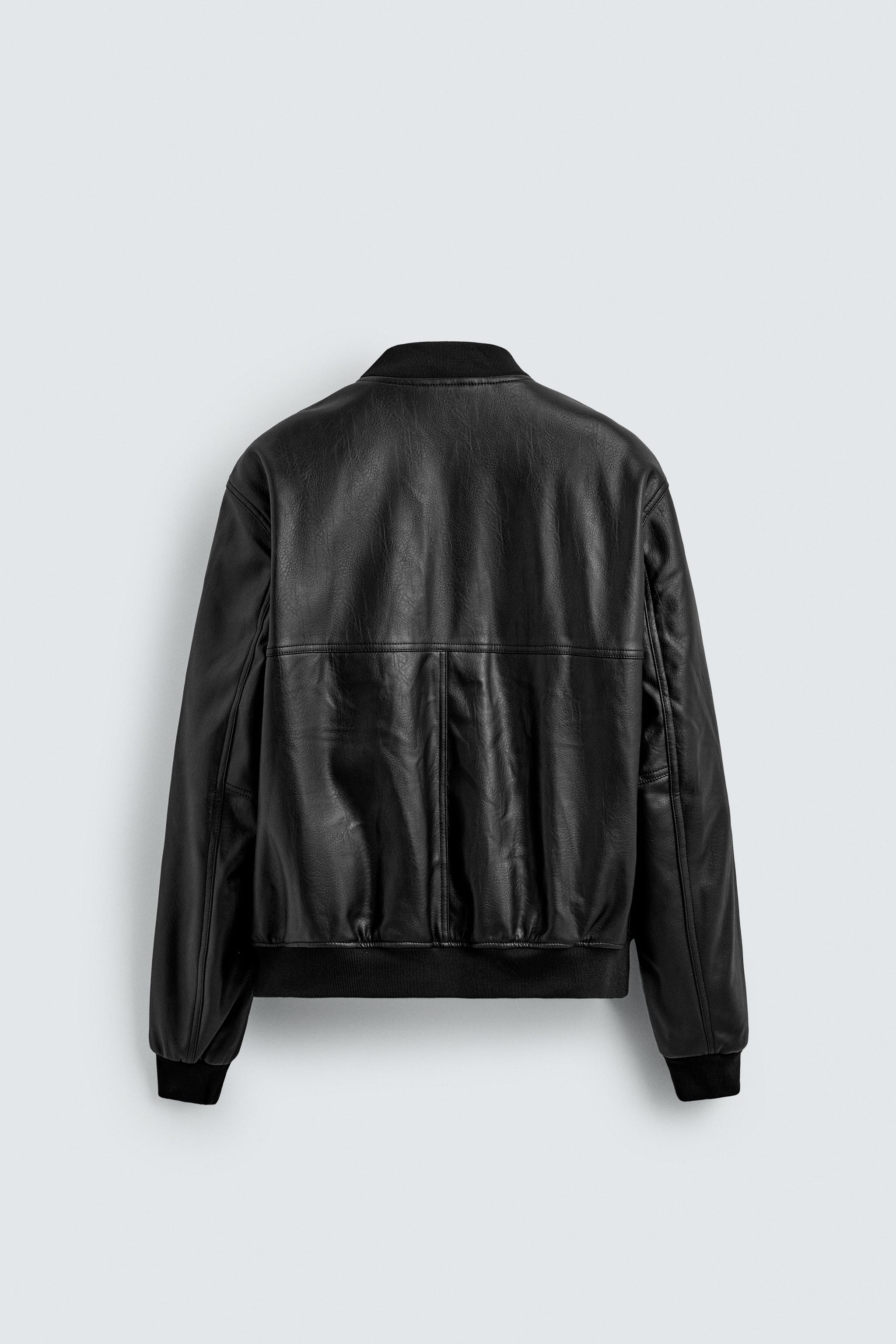 FAUX LEATHER BOMBER JACKET