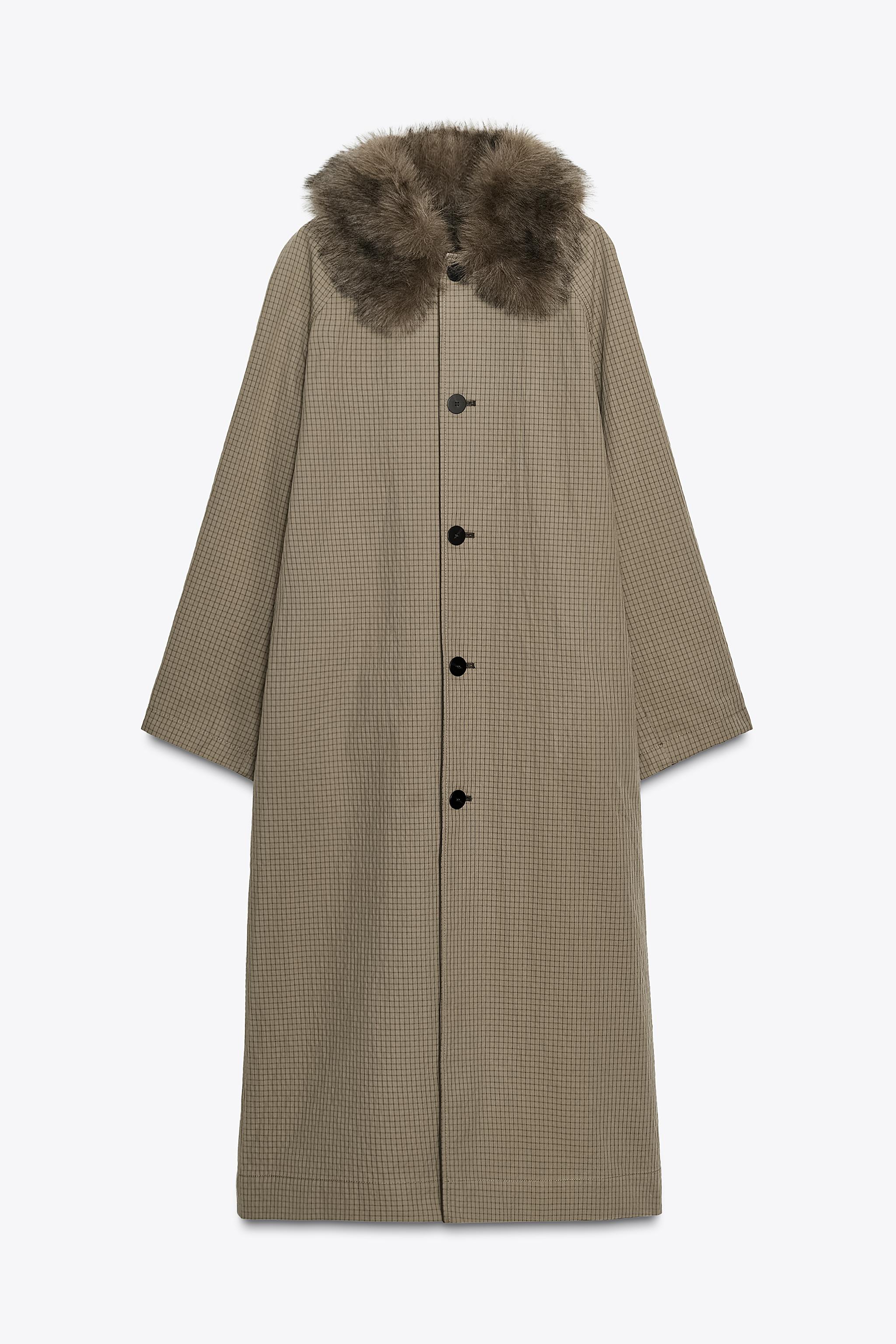 ZW COLLECTION REVERSIBLE FAUX FUR COLLAR TRENCH COAT