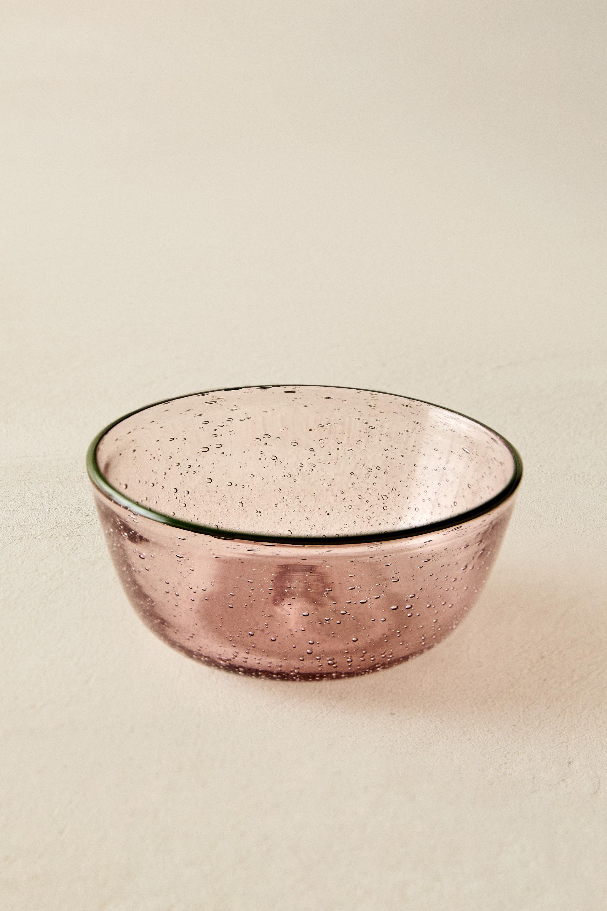 BUBBLE GLASS BOWL WITH RIM