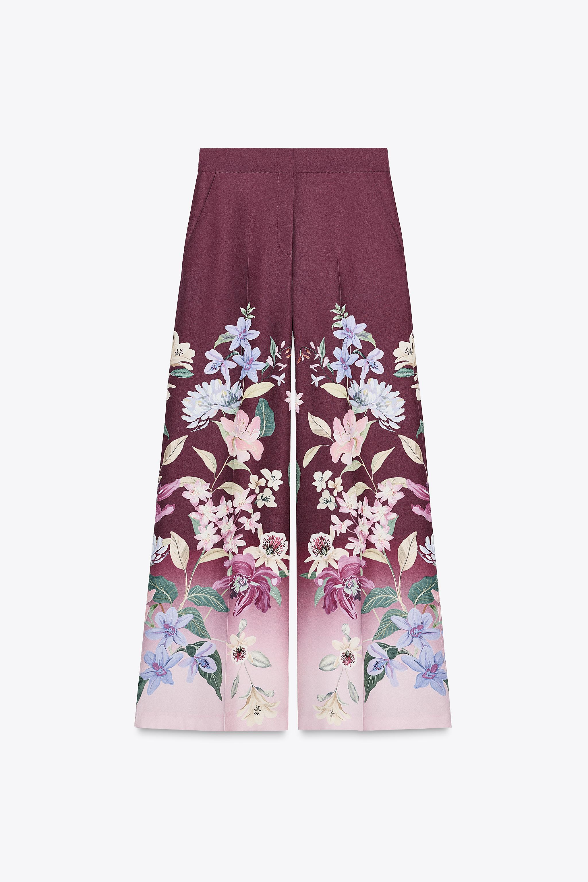 FLORAL PRINT WIDE LEG PANTS