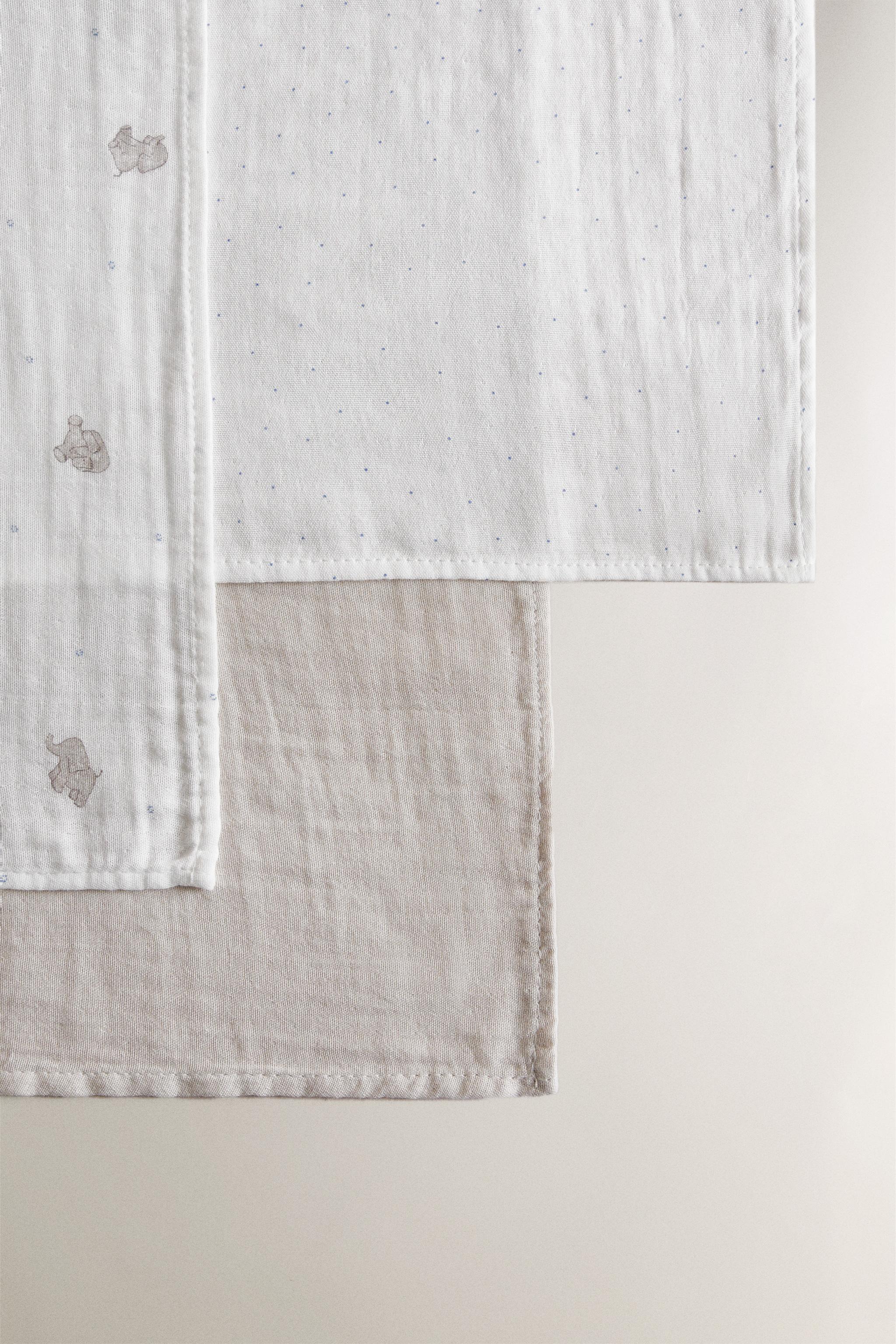 SET OF CHILDREN'S ELEPHANT MUSLIN CLOTHS (SET OF 3)