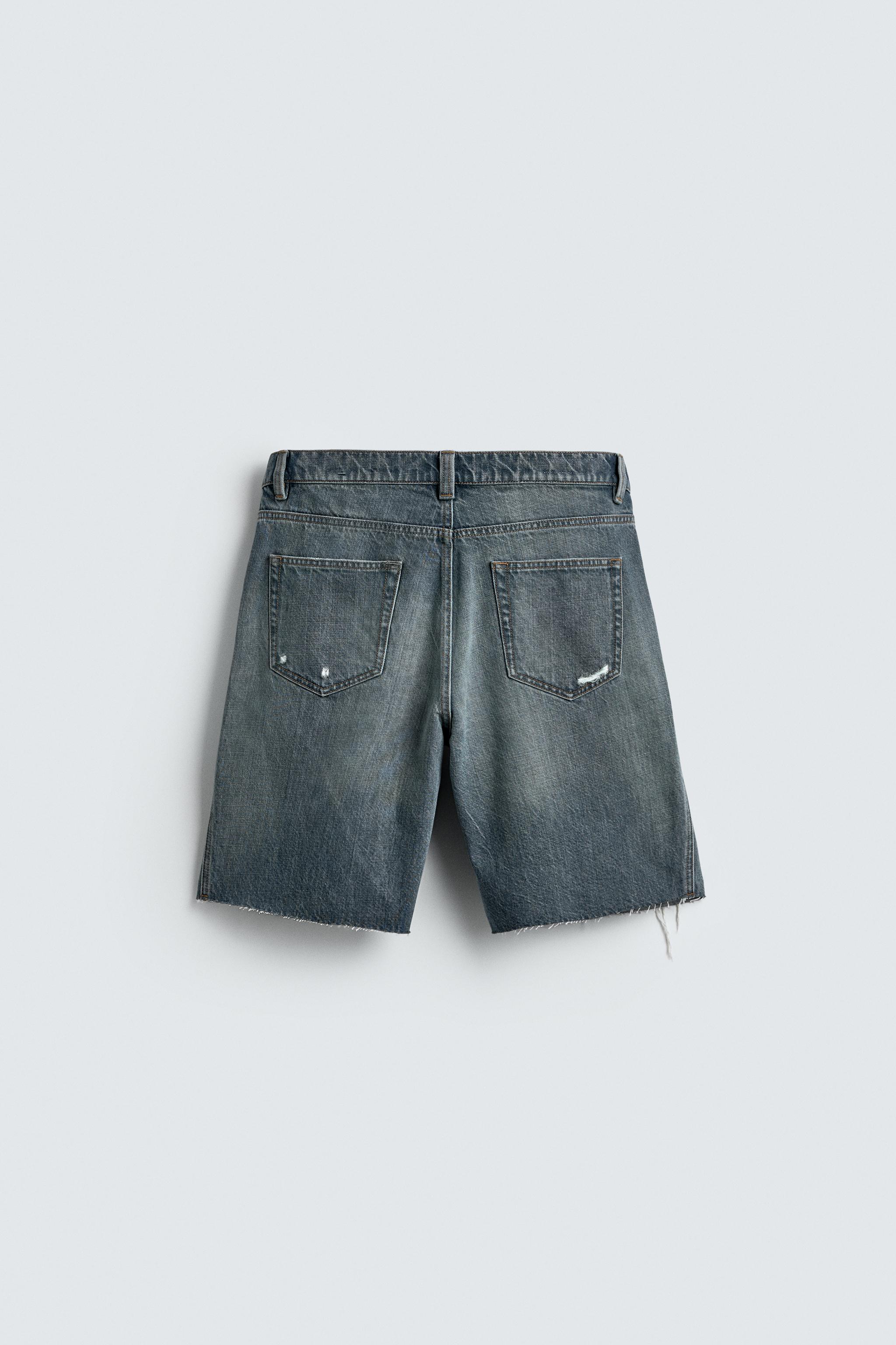 RIPPED DENIM BERMUDA SHORTS