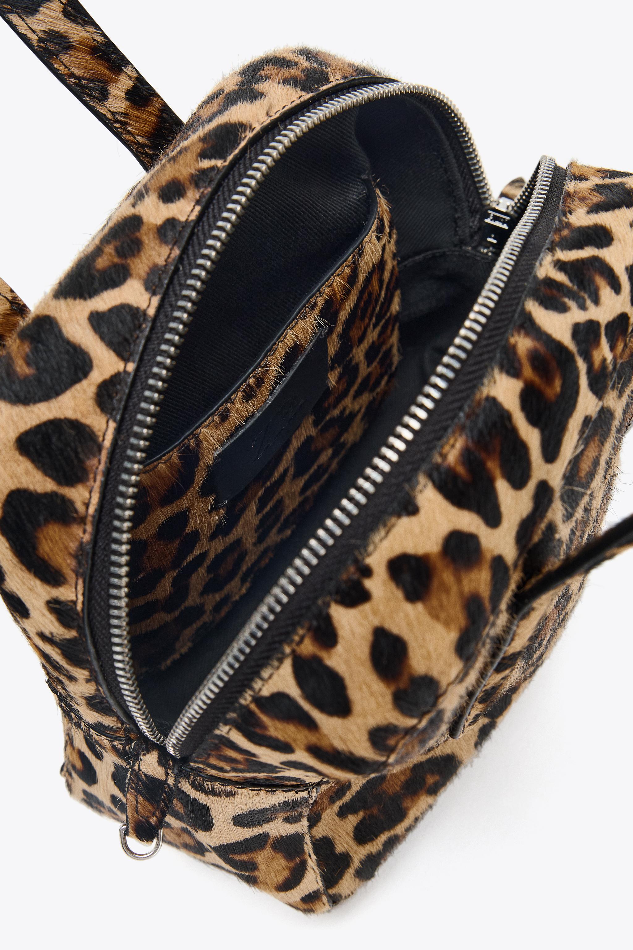 ANIMAL PRINT FUR MINI BOWLING BAG