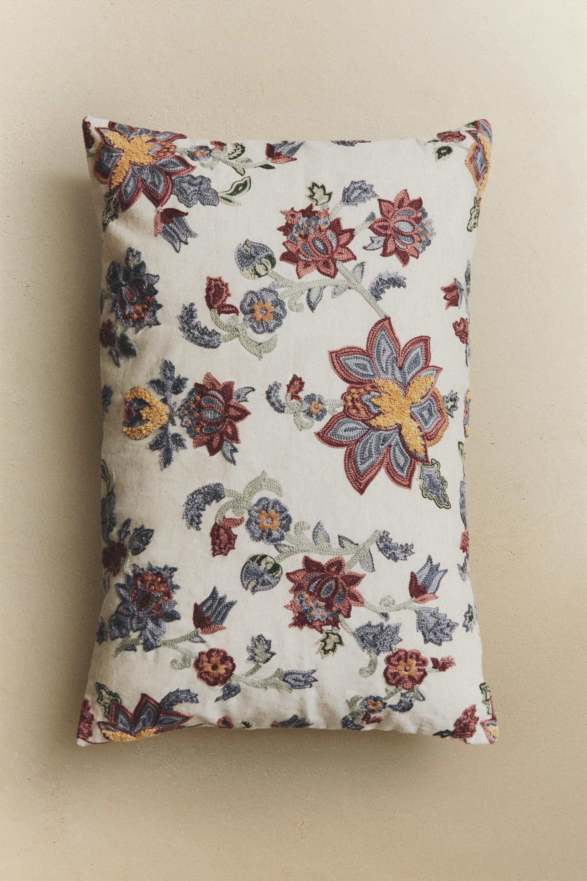 EMBROIDERED THROW PILLOW COVER