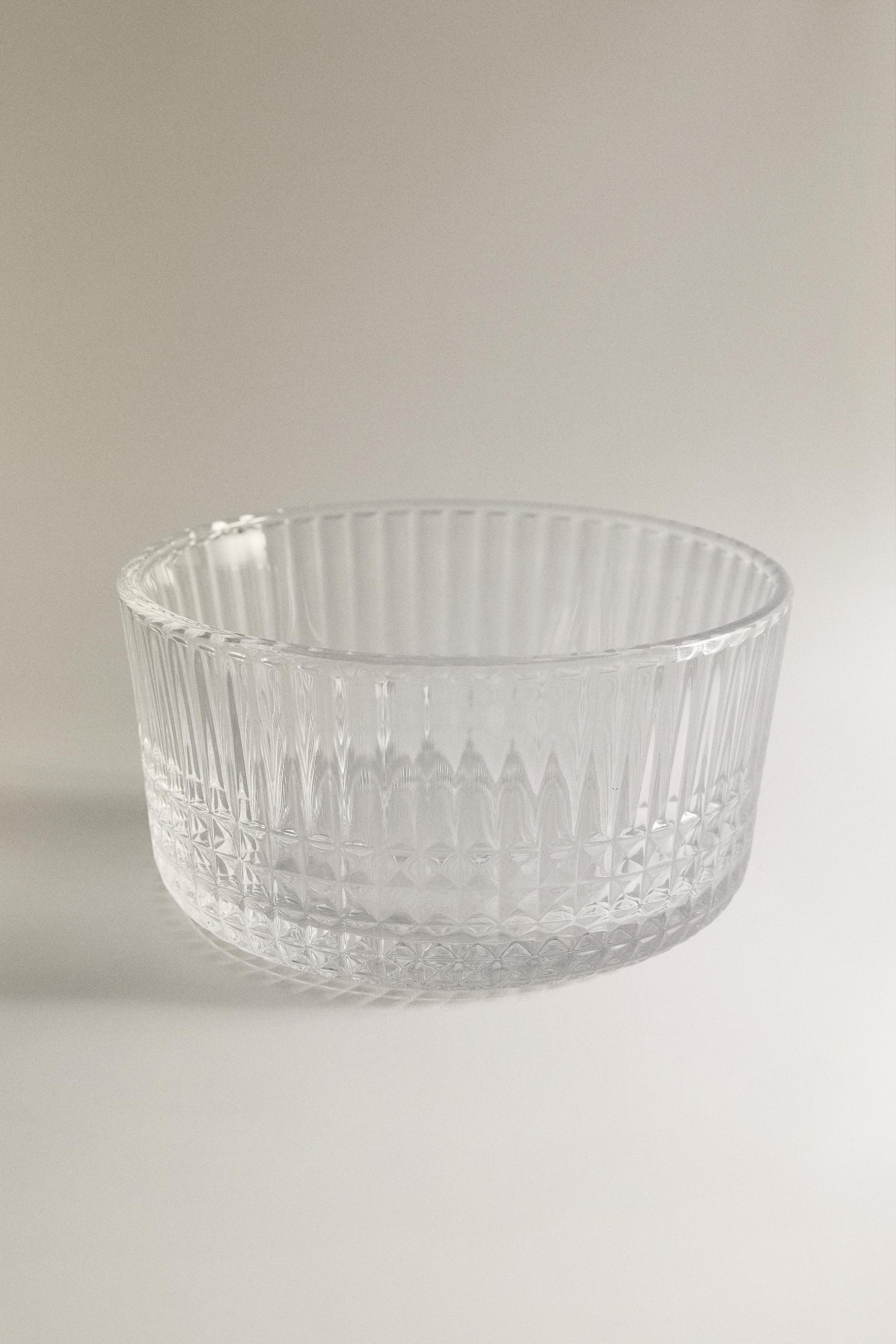 MINI GLASS BOWL WITH RAISED GEOMETRIC DESIGN
