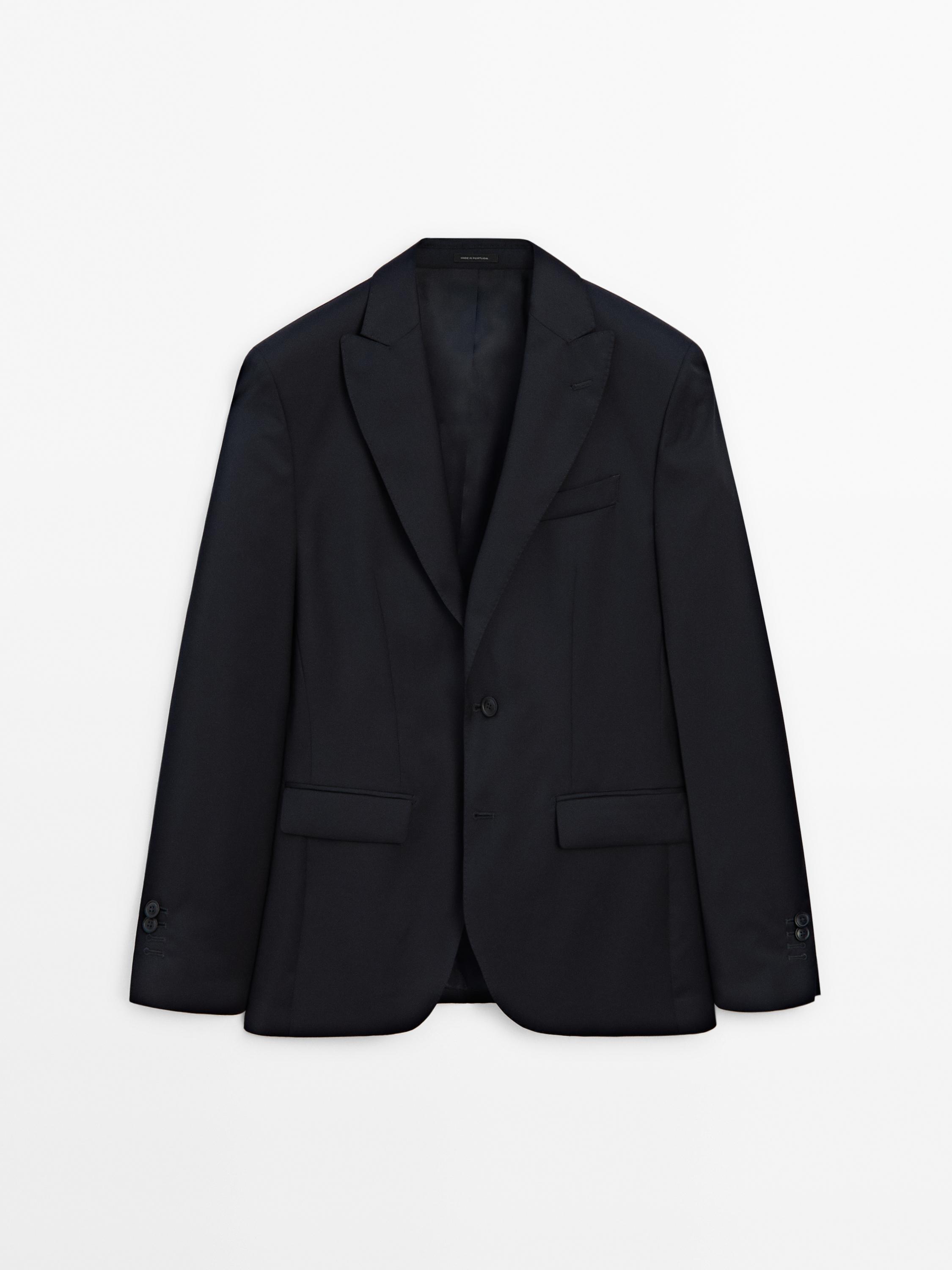 Plain 100% wool suit blazer