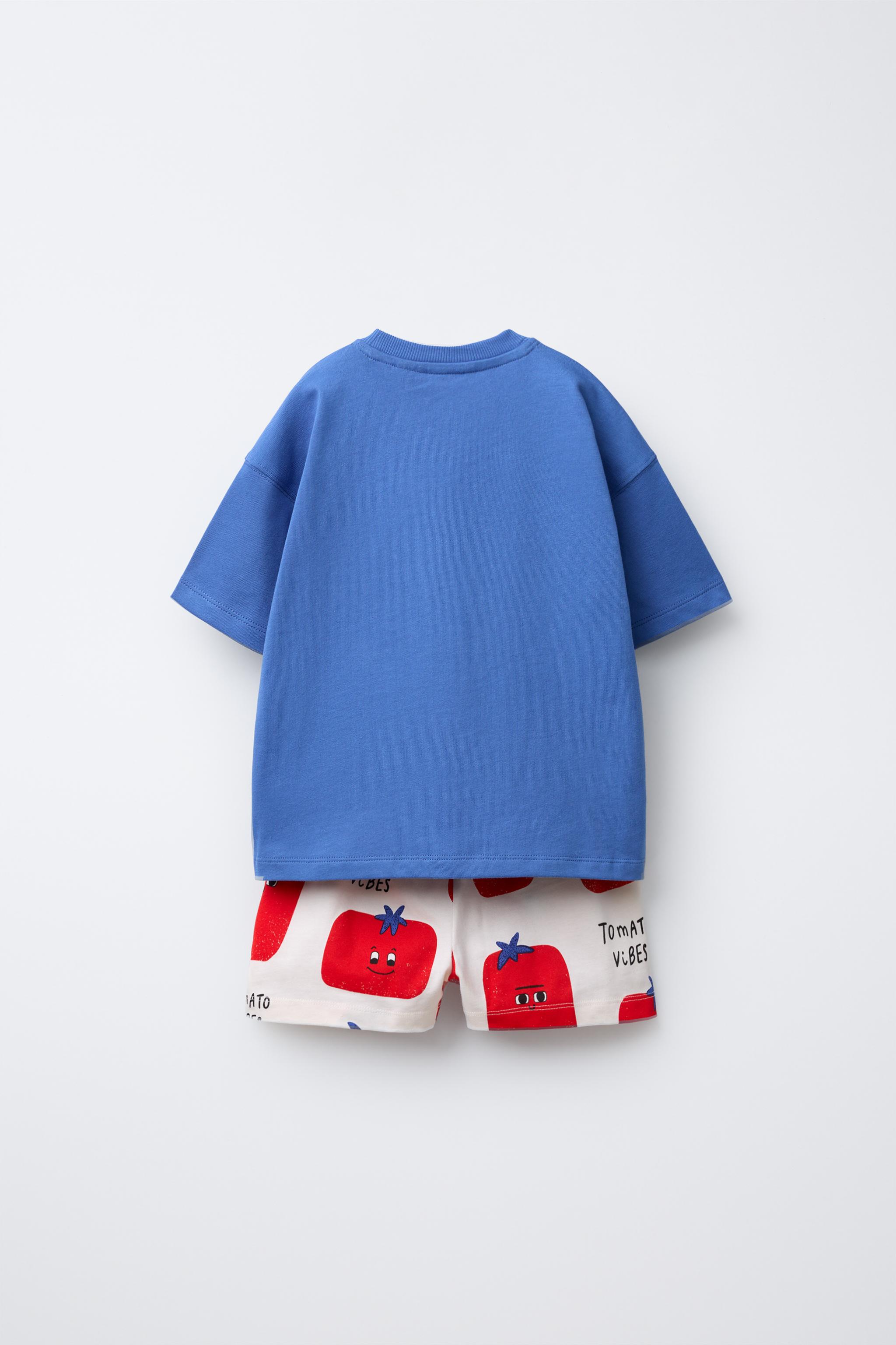 TOMATO PRINT JOGGING T-SHIRT AND BERMUDA SET