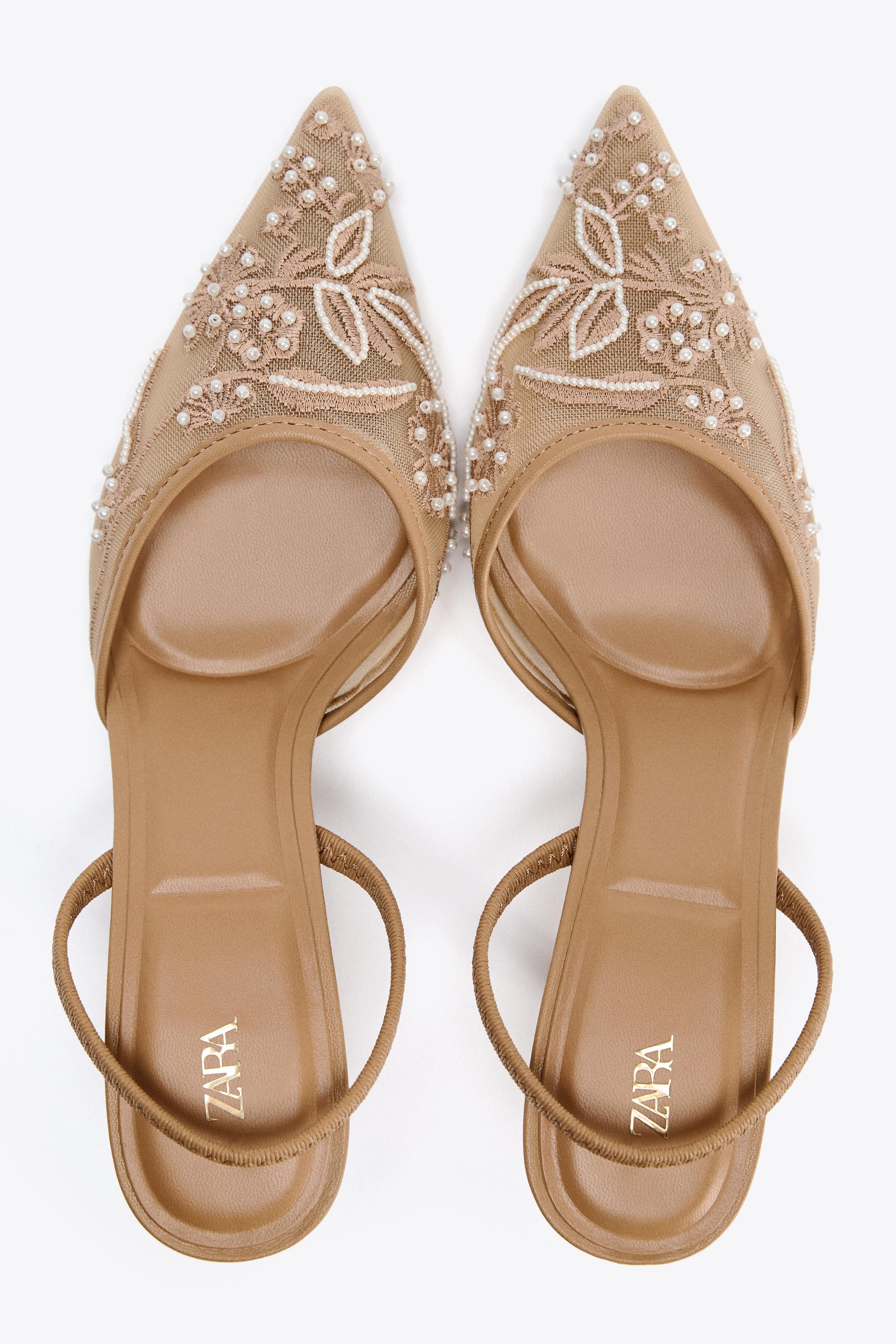 EMBROIDERED MESH SLINGBACK SHOES