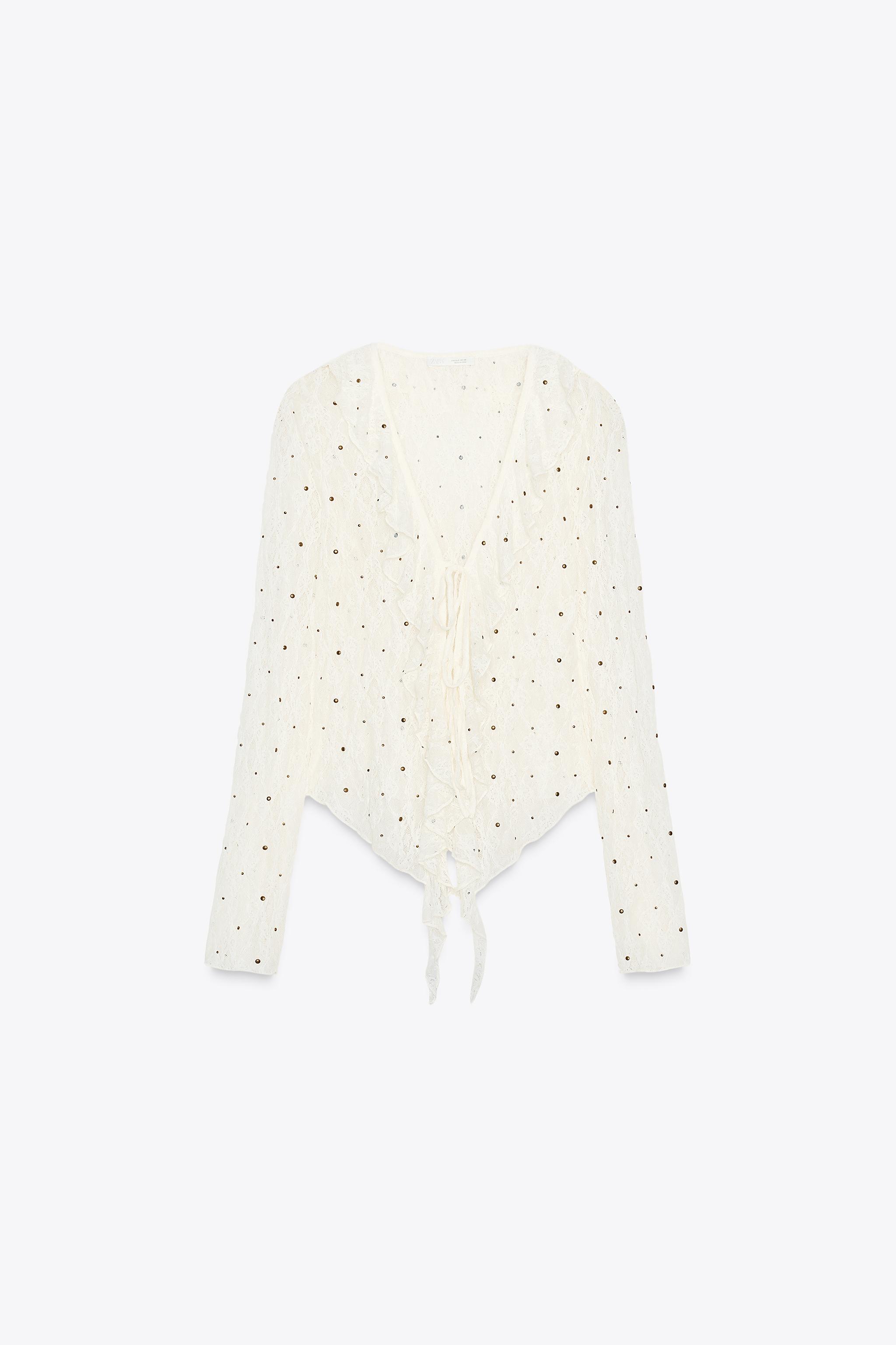 STUDDED LACE TOP