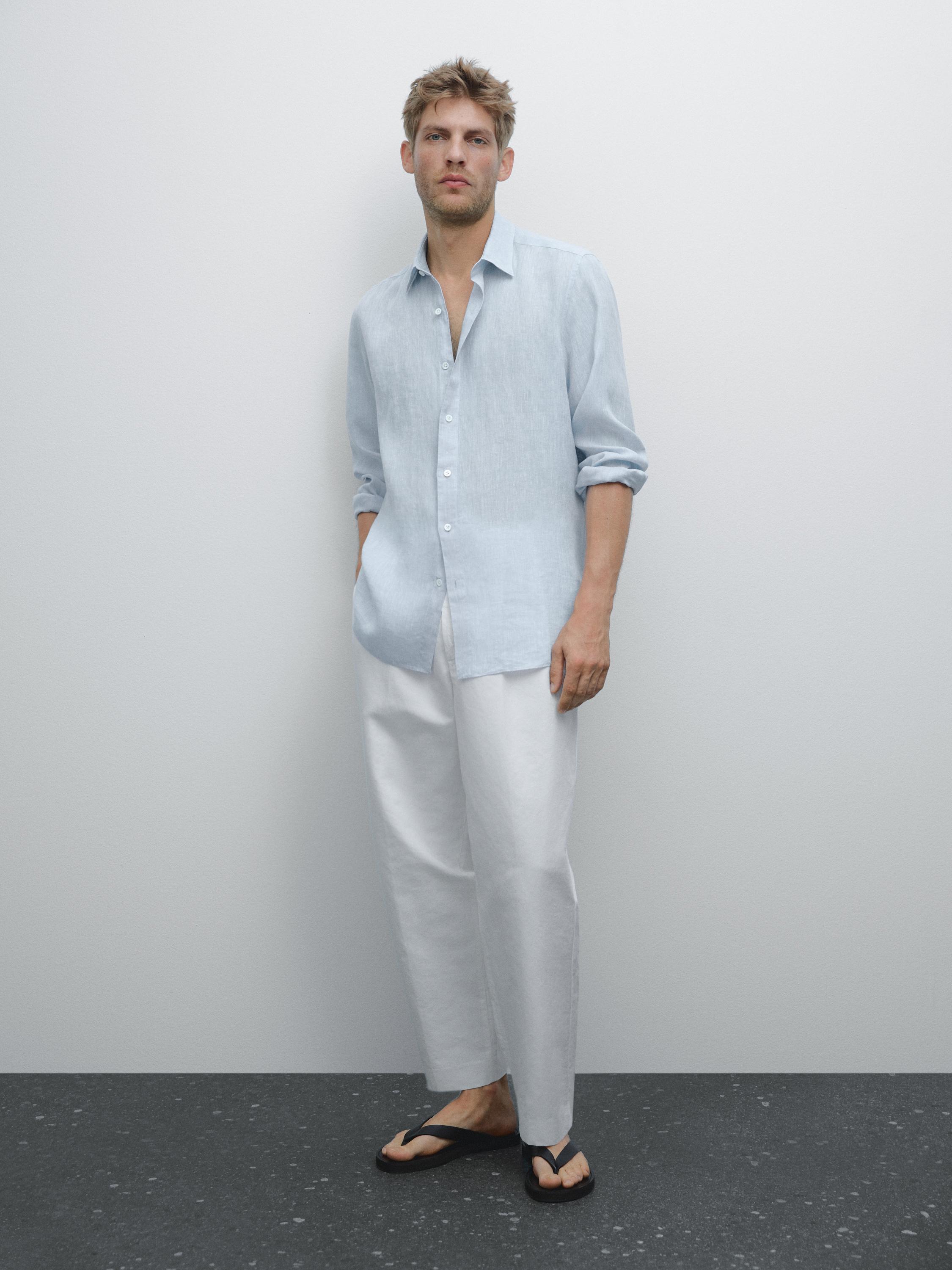 Slim fit 100% linen shirt