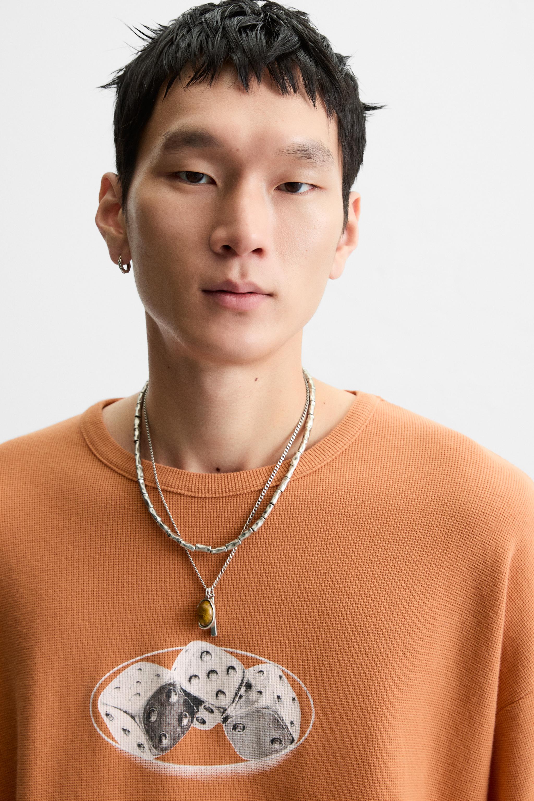 WASHED PRINT KNIT T-SHIRT