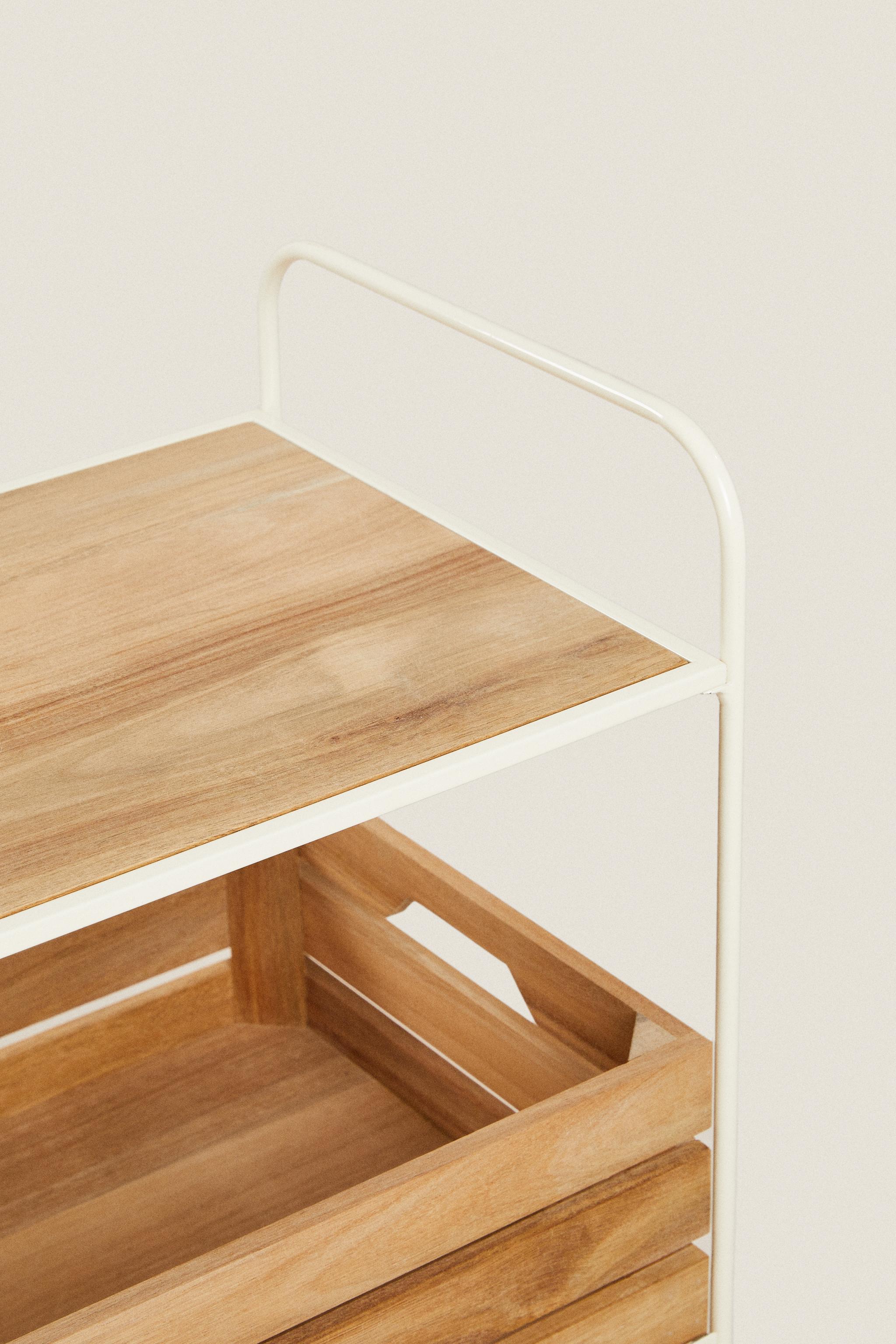 WOOD AND METAL STORAGE CART