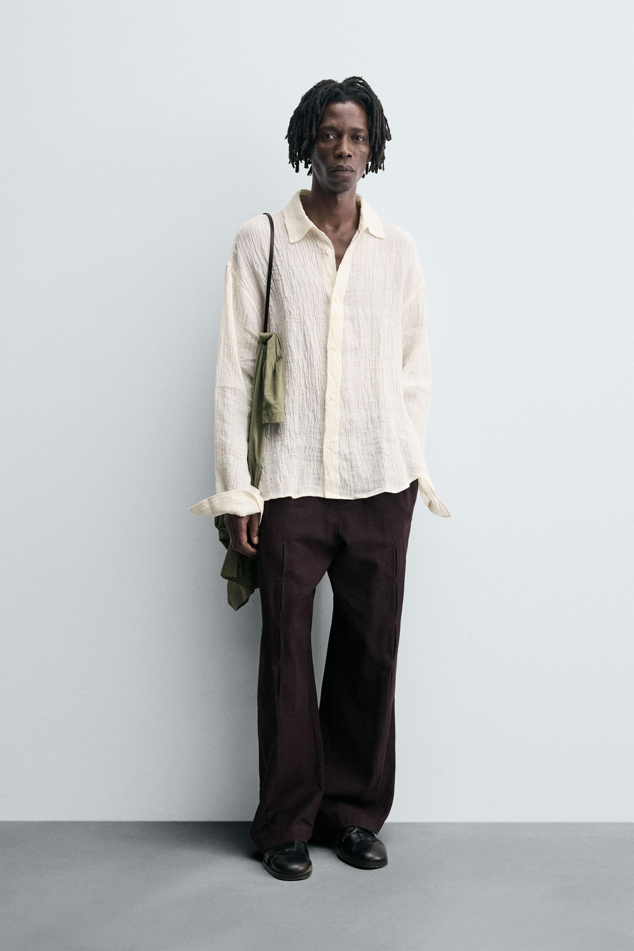 100% CRINKLED LINEN SHIRT