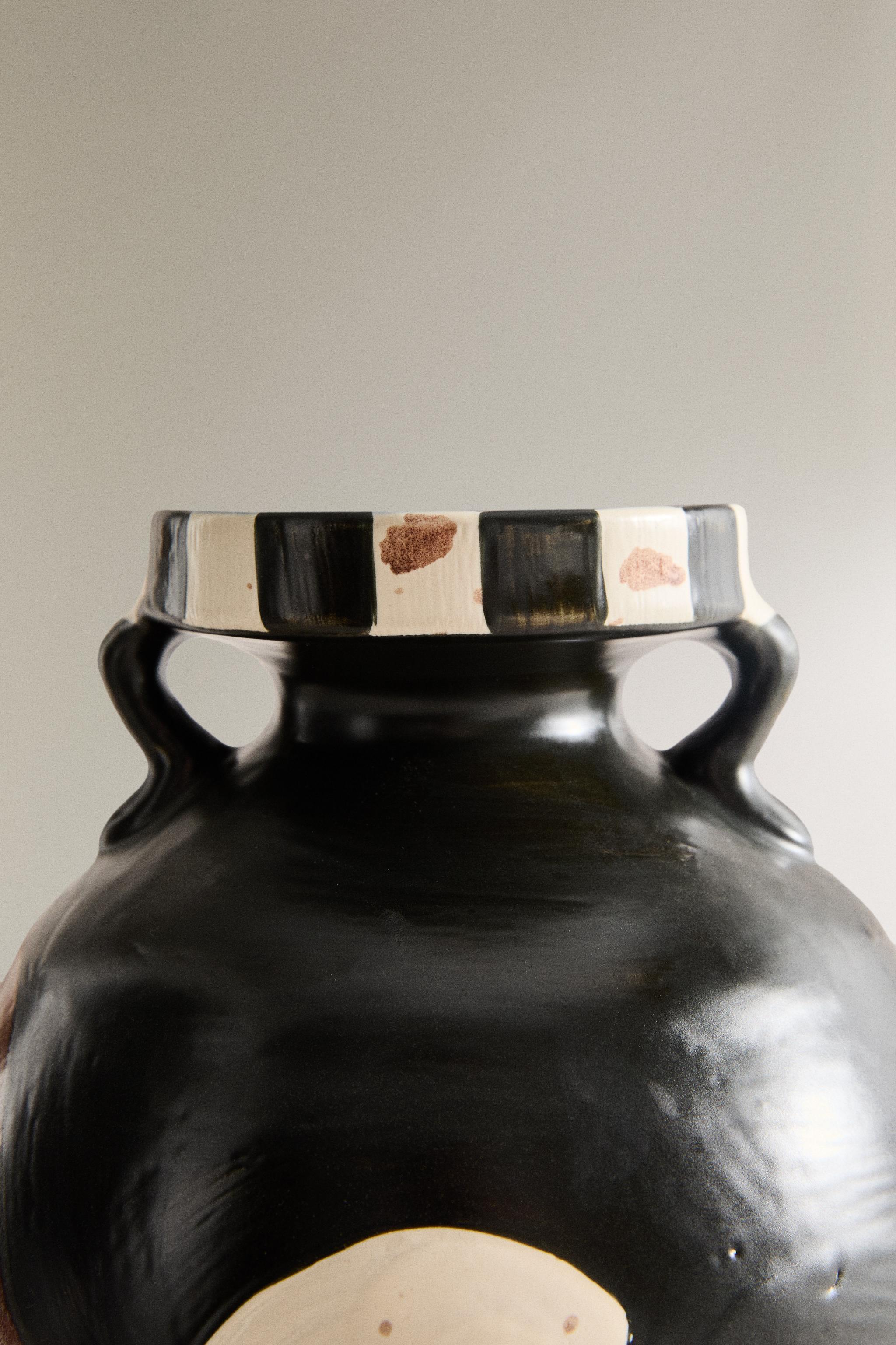 PAINTED STONEWARE VASE