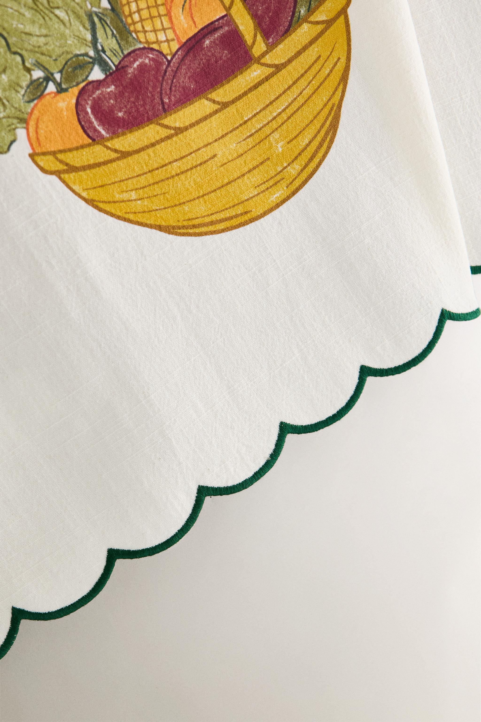 OPENWORK COTTON KITCHEN TOWEL WITH CONTRAST PRINT