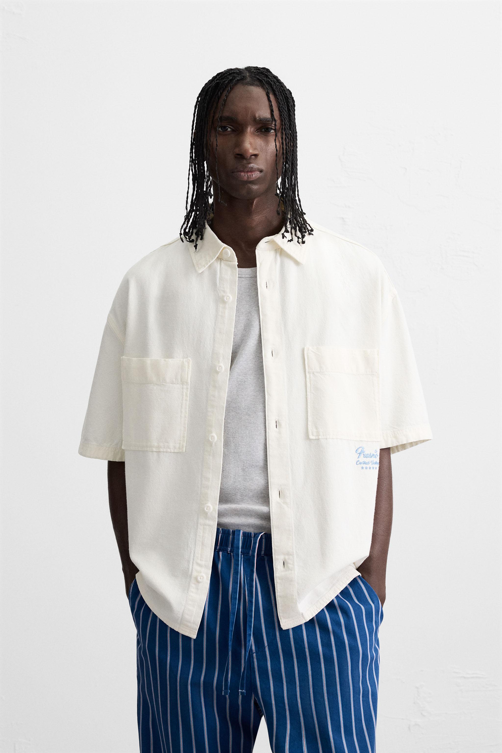 CONTRAST EMBROIDERY SHIRT