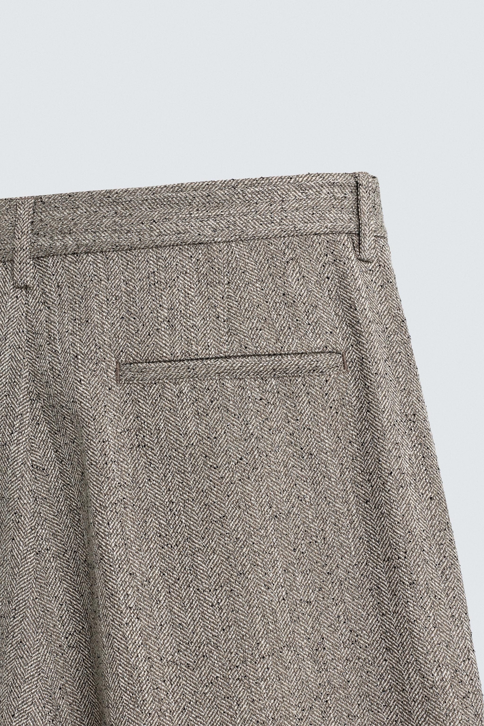TEXTURED HERRINGBONE PANTS