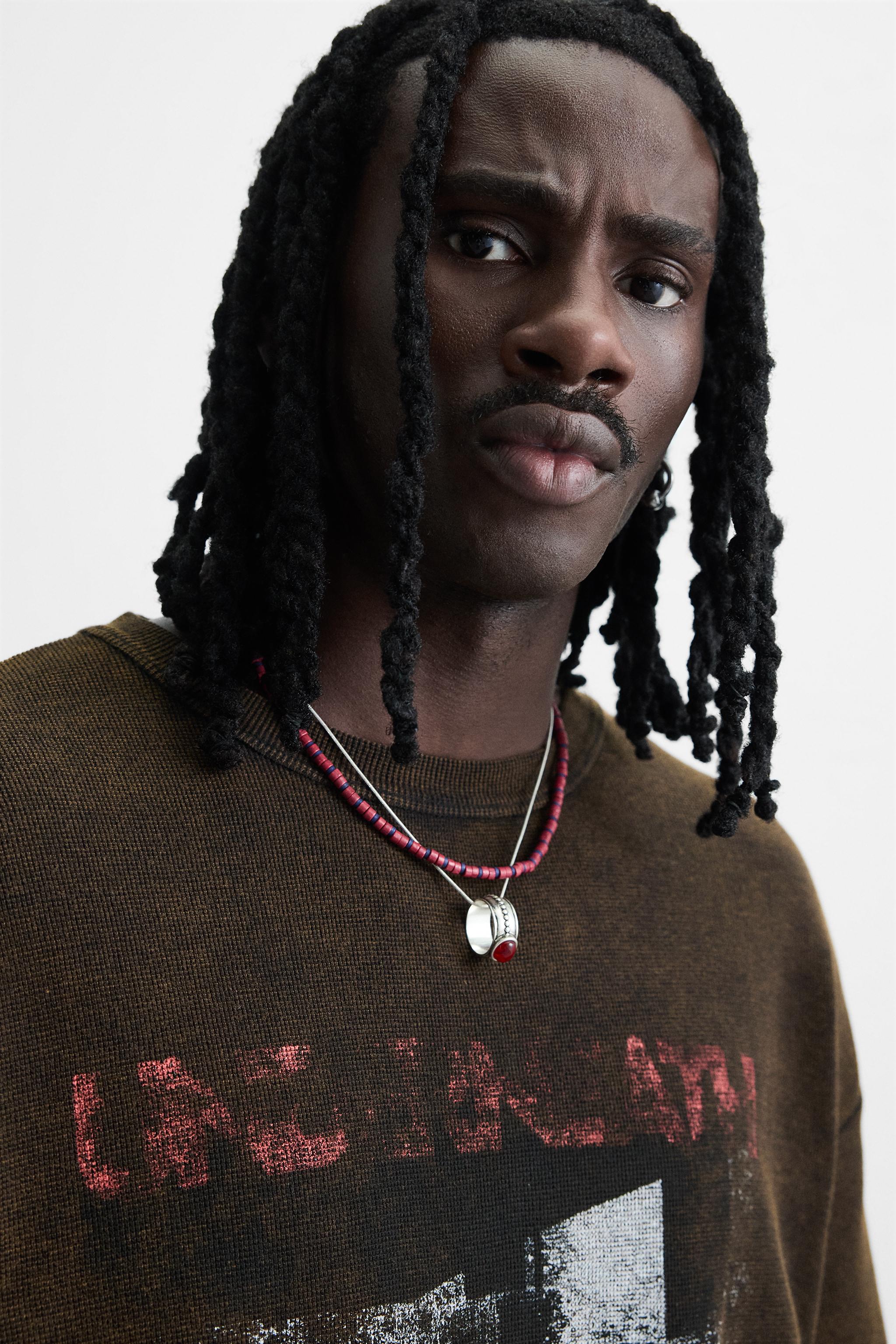 WASHED PRINT KNIT T-SHIRT