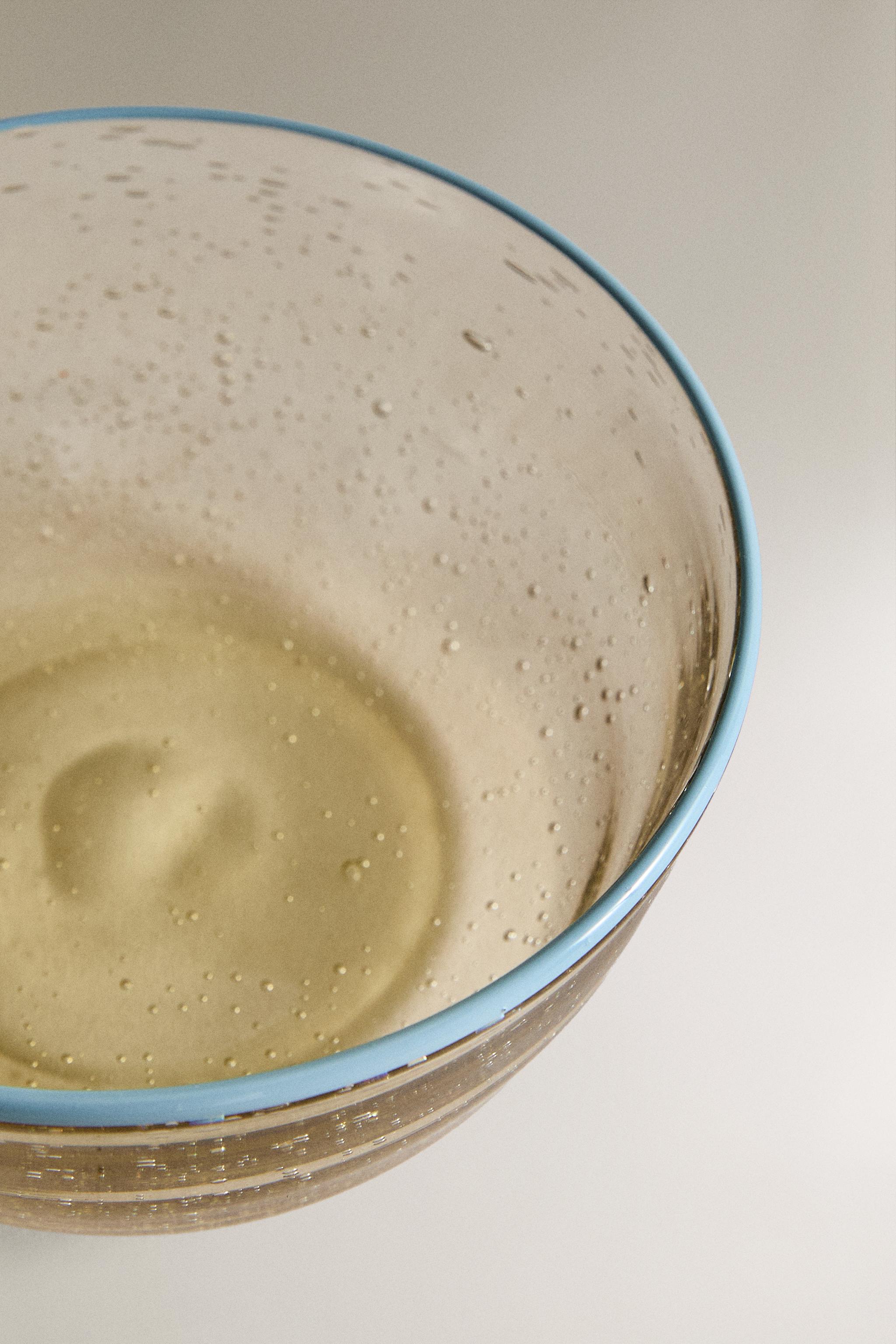 BUBBLE GLASS BOWL WITH RIM