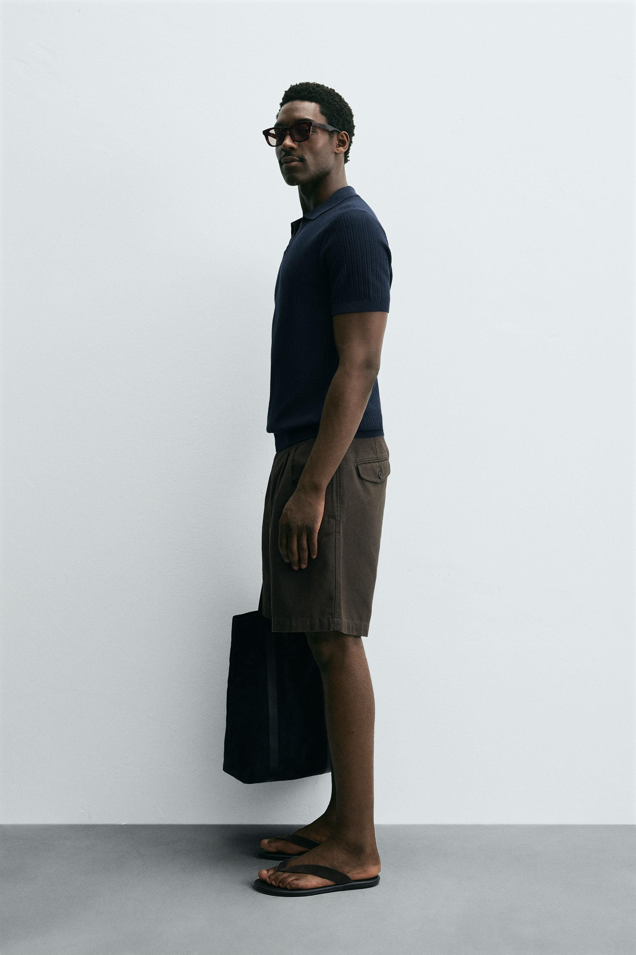 RIBBED KNIT POLO SHIRT