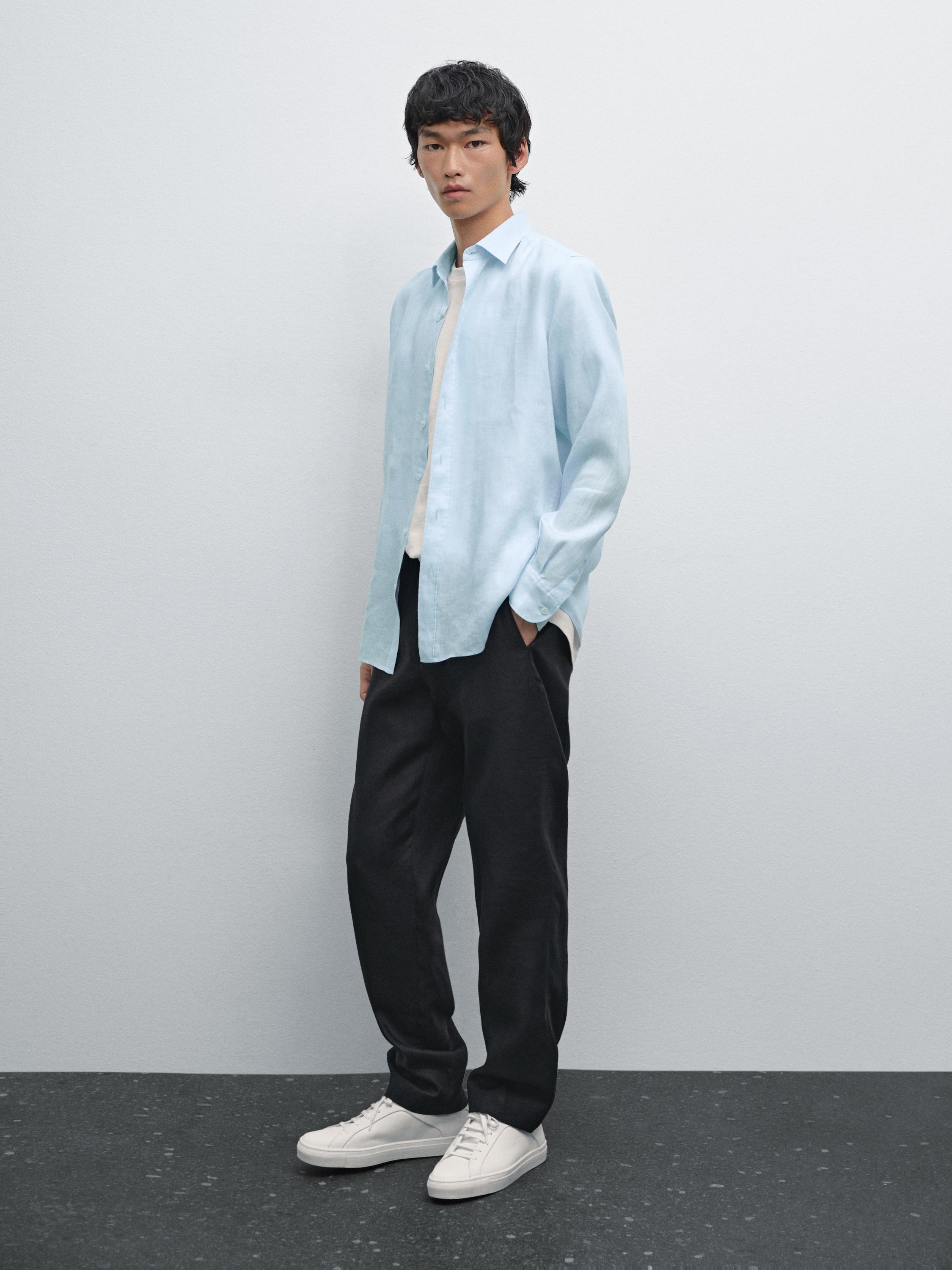 100% linen slim fit shirt