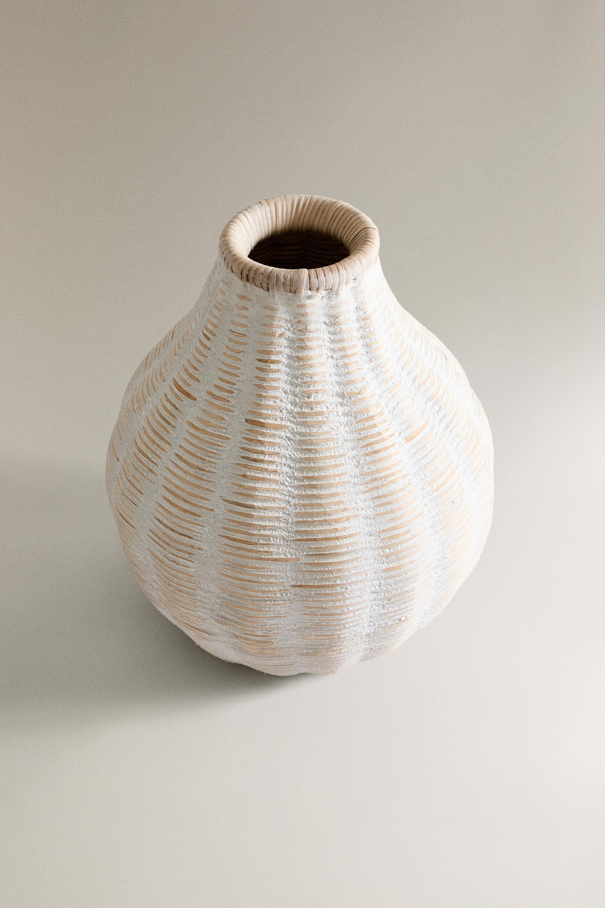 TALL MICROCEMENT BASKET VASE