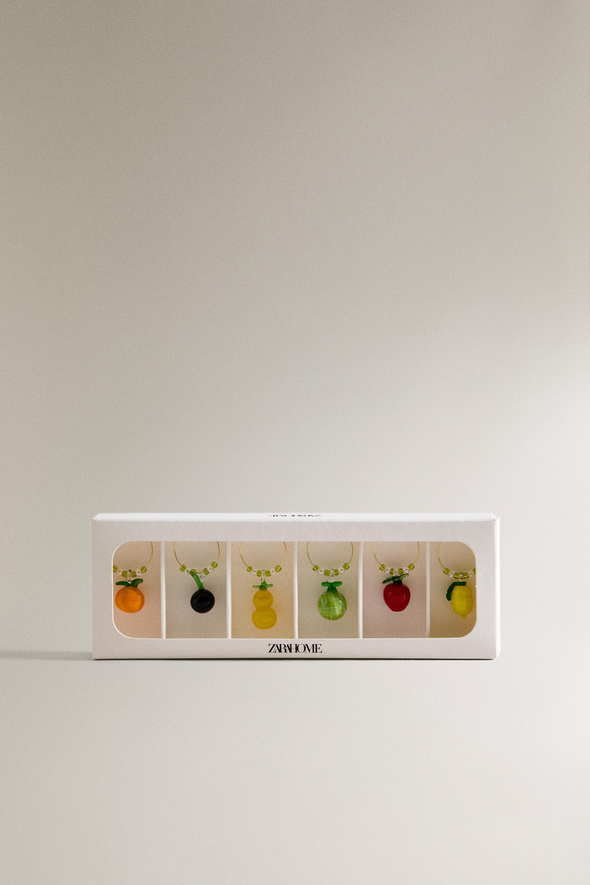 SET OF FRUIT GLASS CHARMS (SET OF 6)