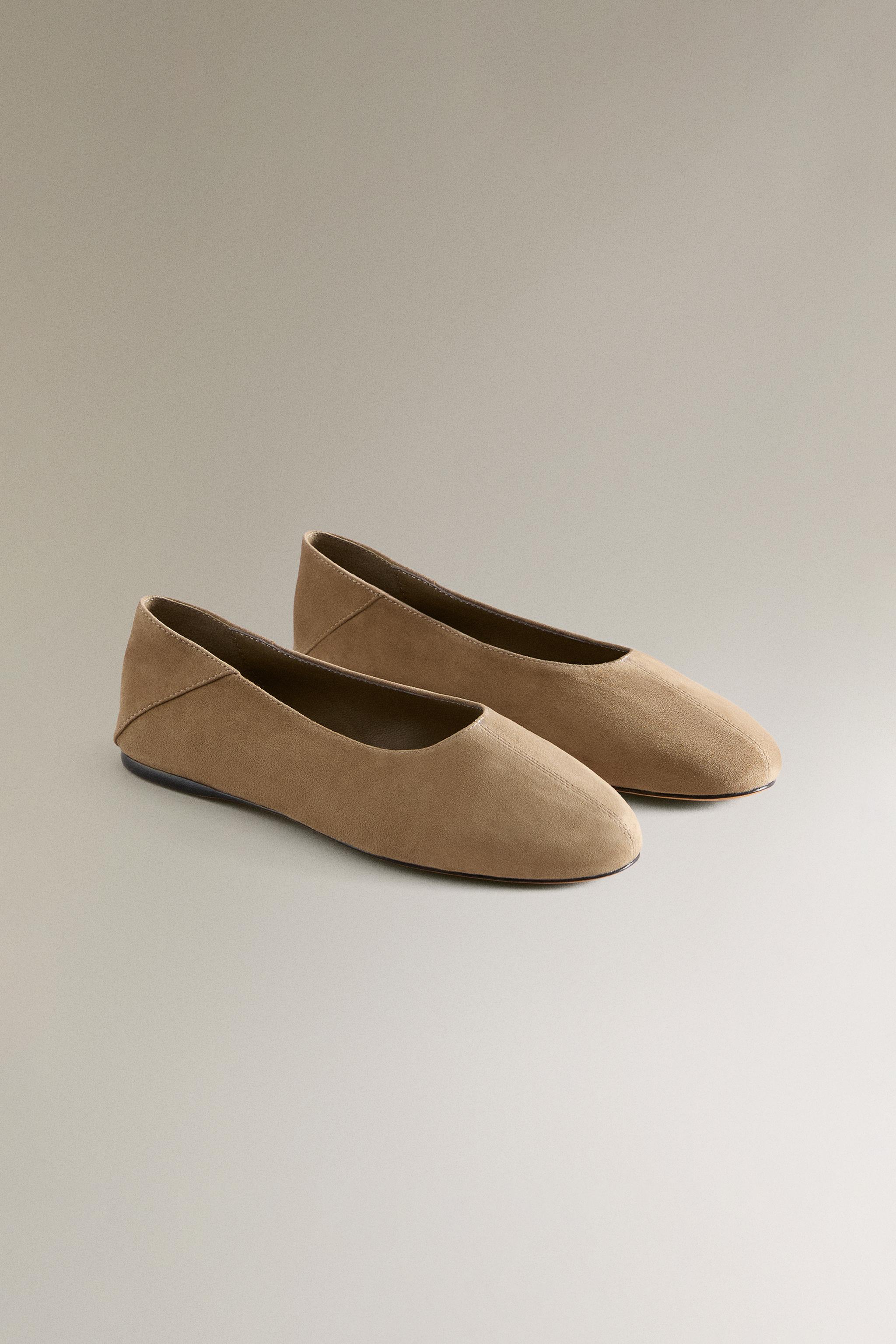 SPLIT LEATHER BALLET FLATS